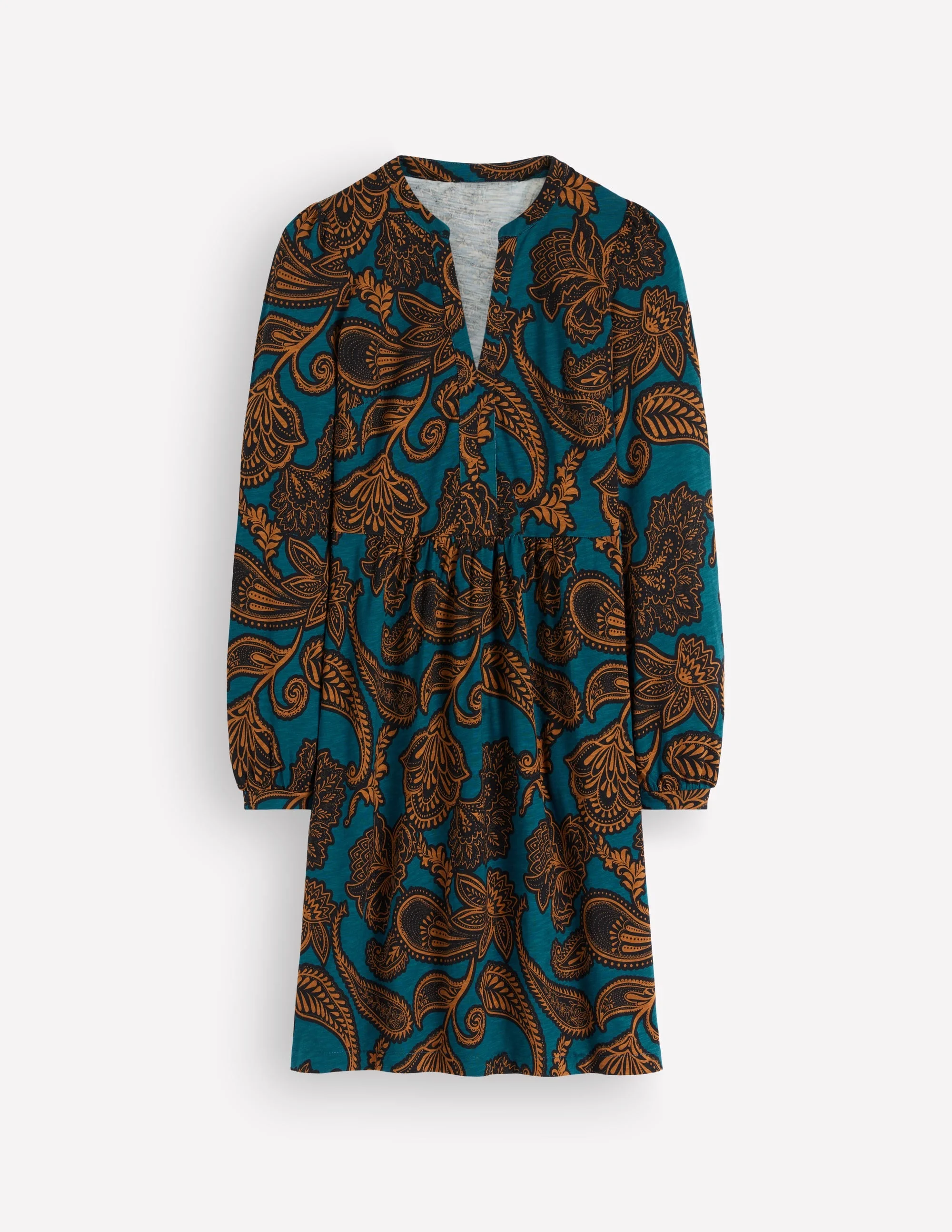 Naomi Relaxed Jersey Dress-Legion Blue, Paisley Bouquet - 1