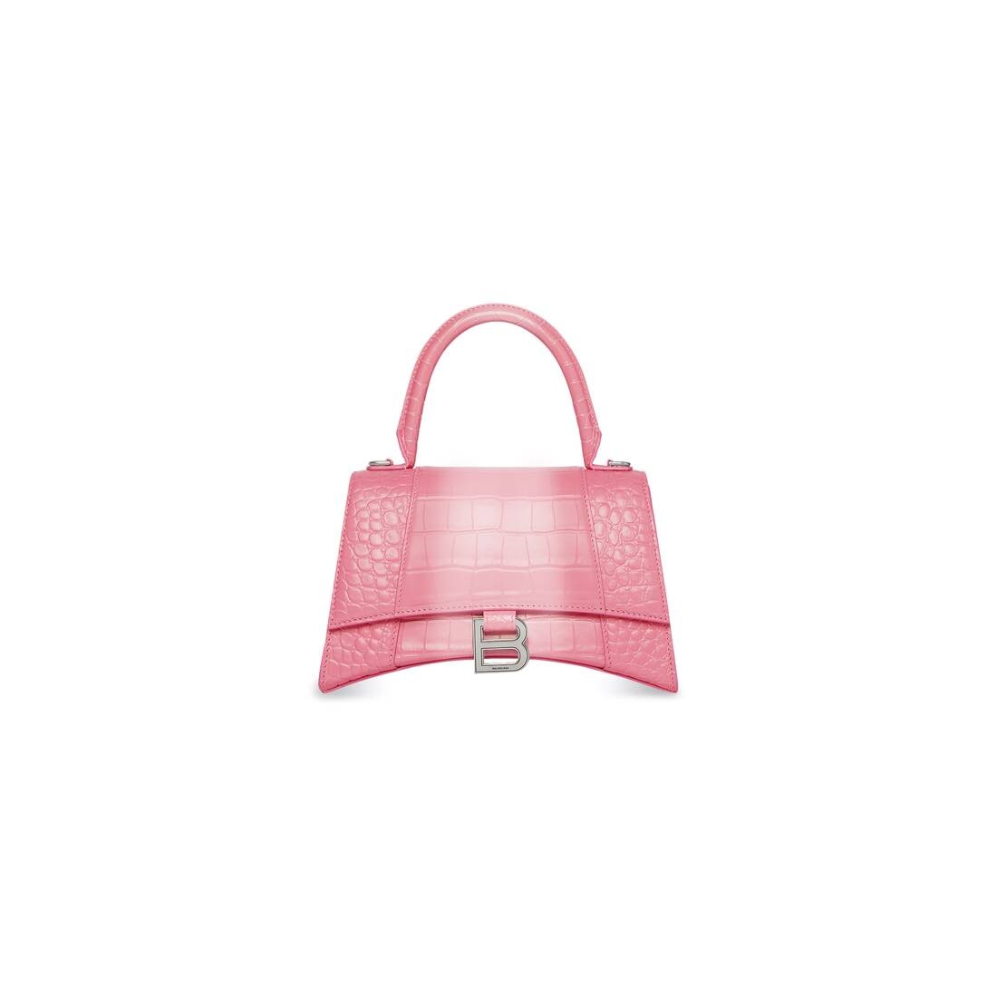 Women's Hourglass Small Handbag Embossed Calfskin in Pink - 1