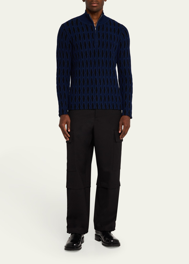 ZANKOV Men's Diamond Jacquard Quarter-Zip Sweater outlook