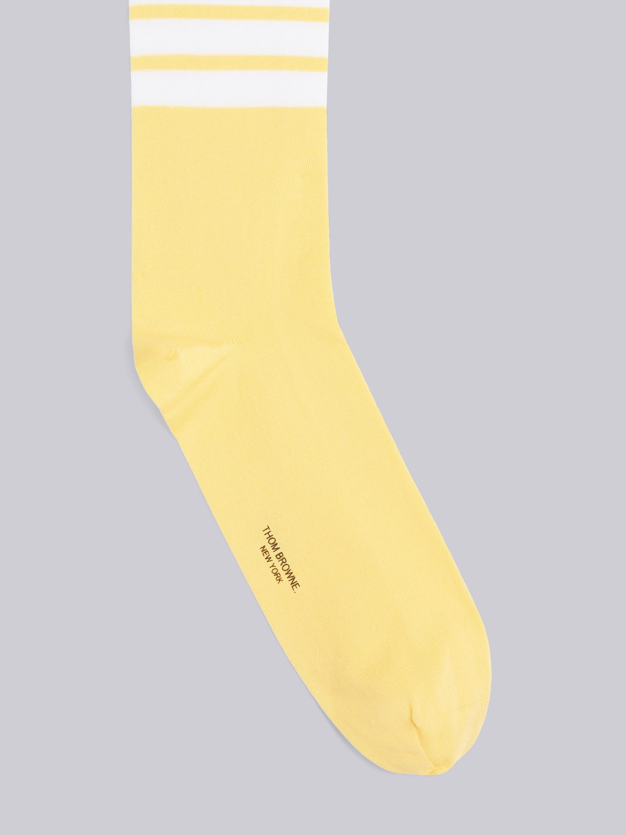 Yellow Cotton Mid-Calf 4-Bar Socks - 2