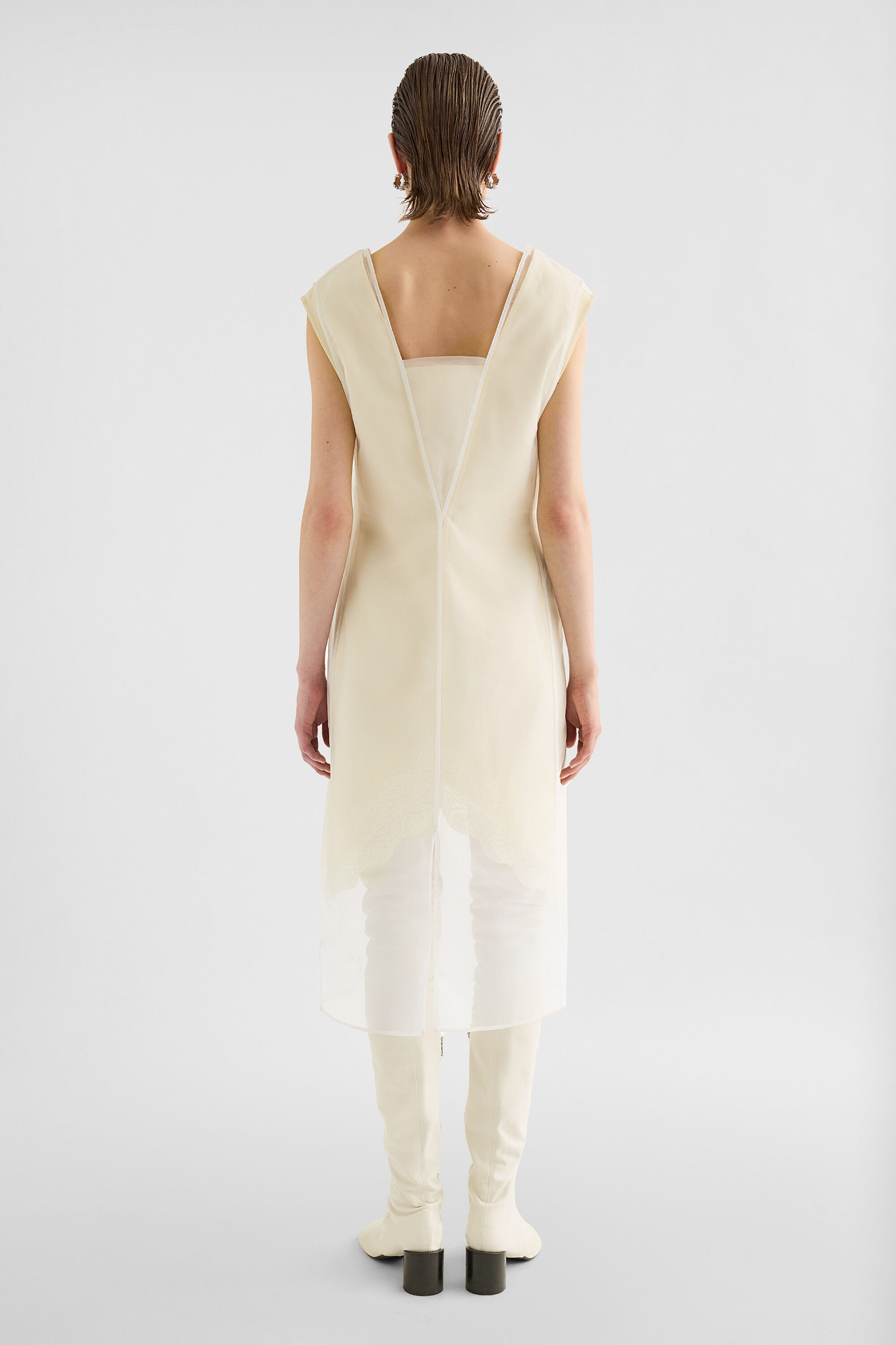 Organza V-Neck Dress - 2