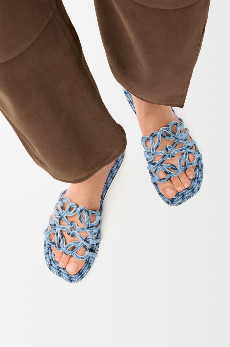 Loewe Petal Anagram slide in embroidered canvas outlook