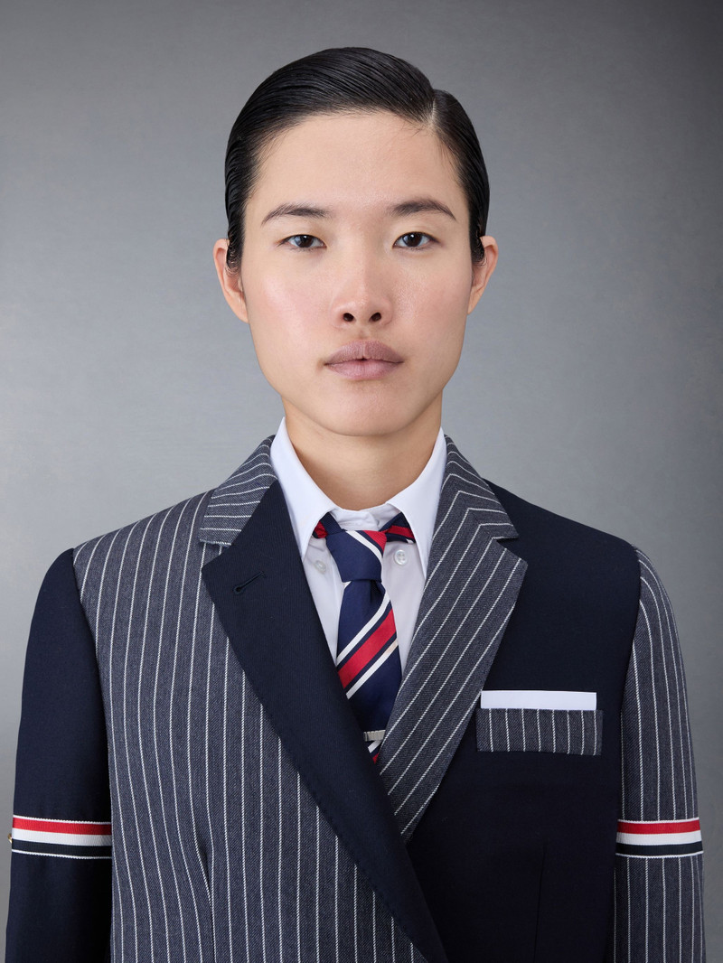 Fun-Mix Pinstripe and Super 120's Armband Double Breasted Classic Sport Coat 7