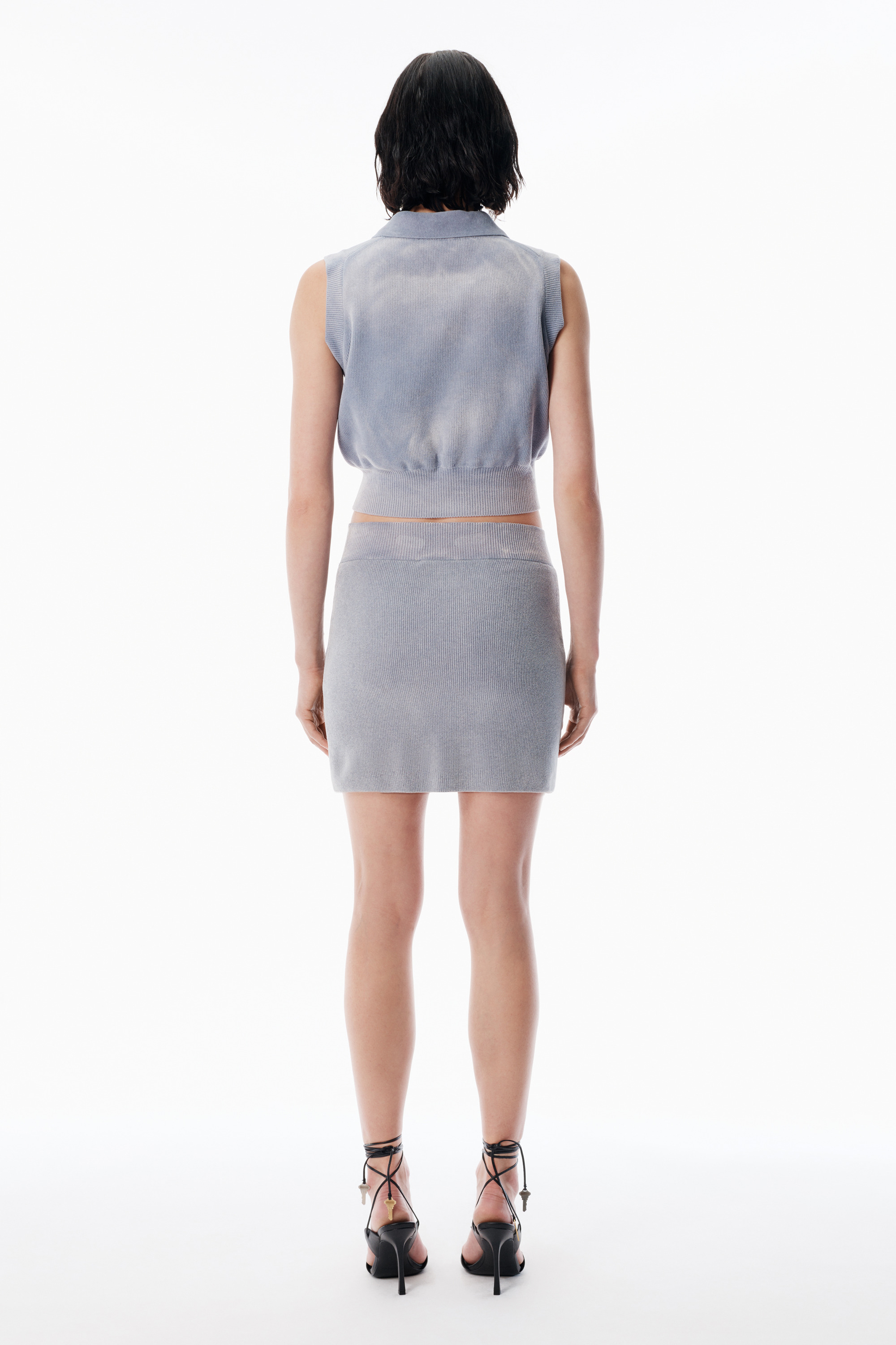 Grey Cotton-Blend Chenille Miniskirt - 4