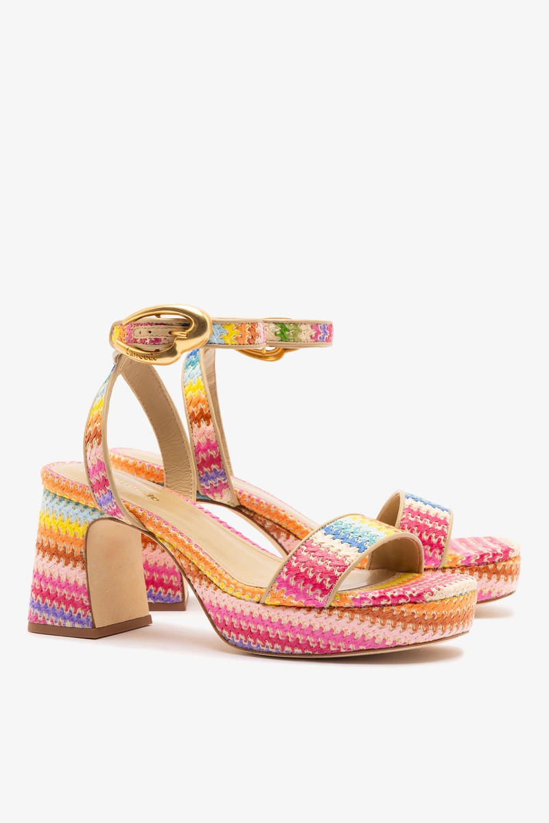 Dolly Verona Low Sandal In Rainbow Raffia and Neutral Leather 3