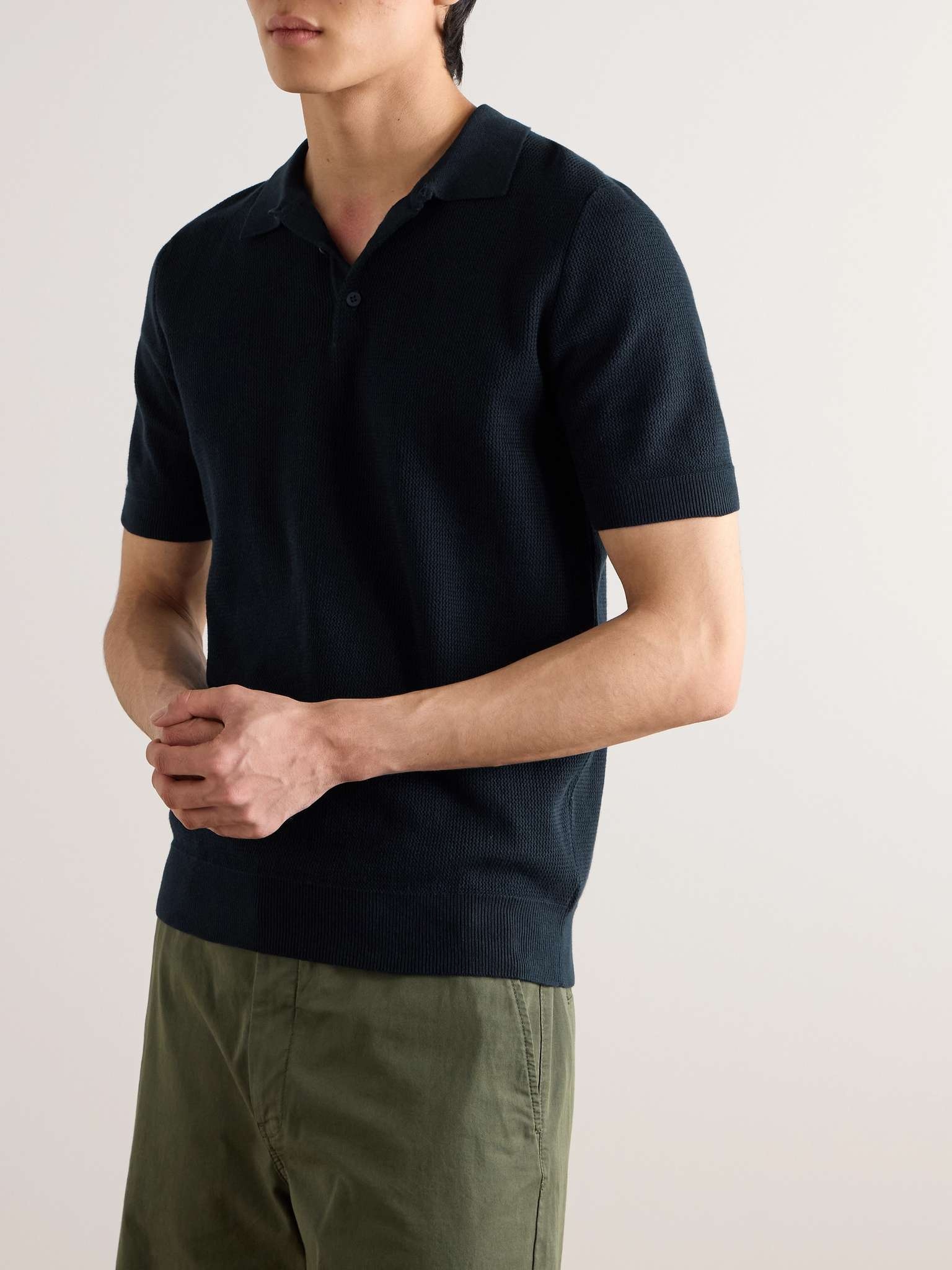 Ribbed Cotton Polo Shirt - 3