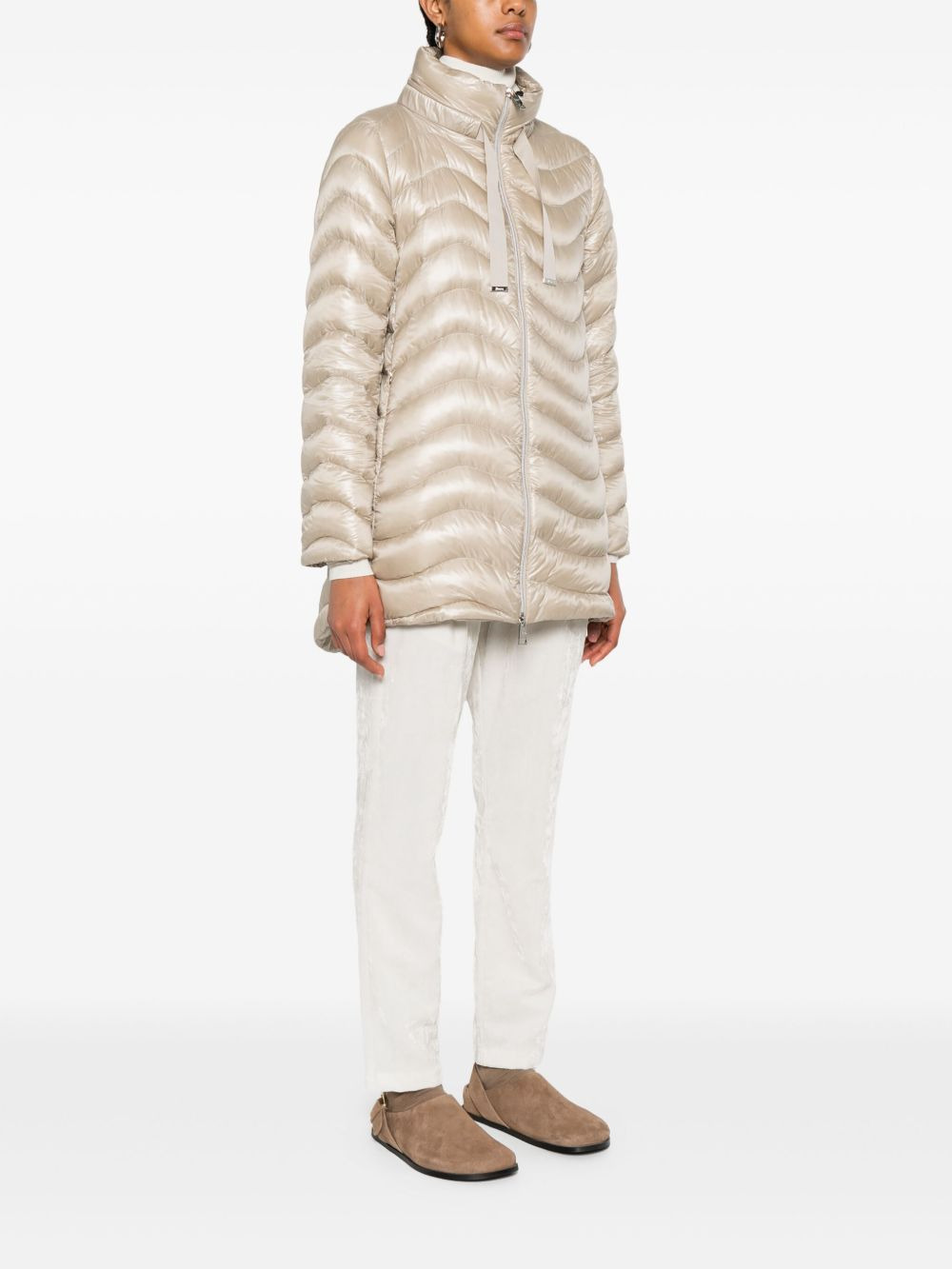 high-neck quilted coat - 3