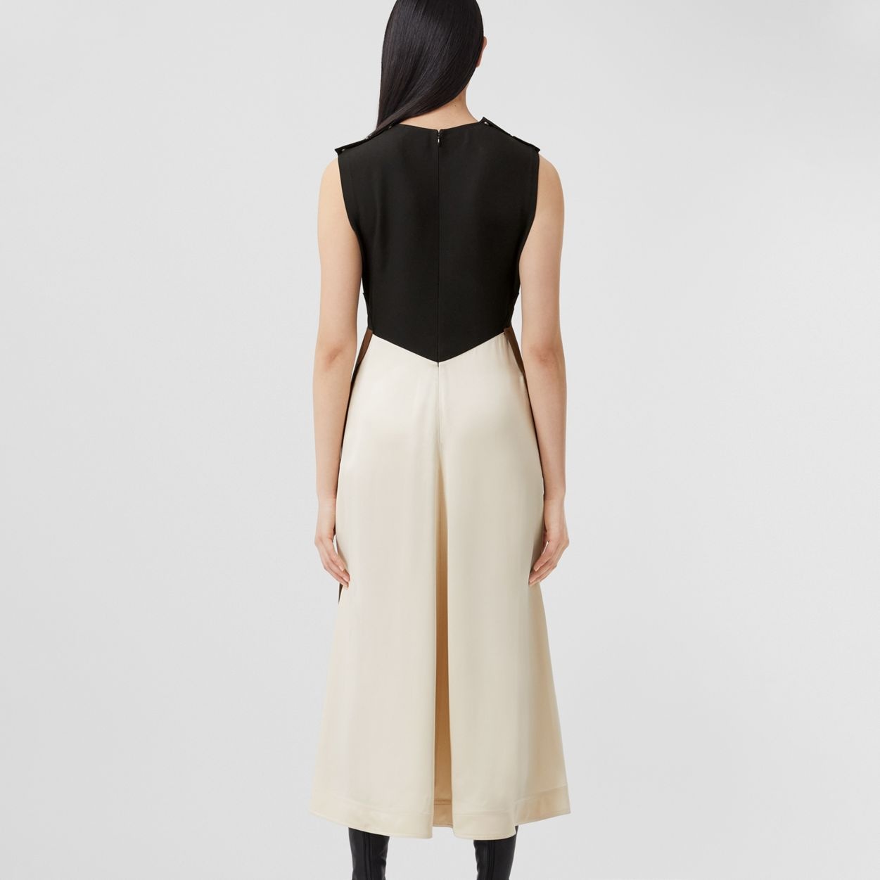 Sleeveless Colour Block Viscose Dress - 4