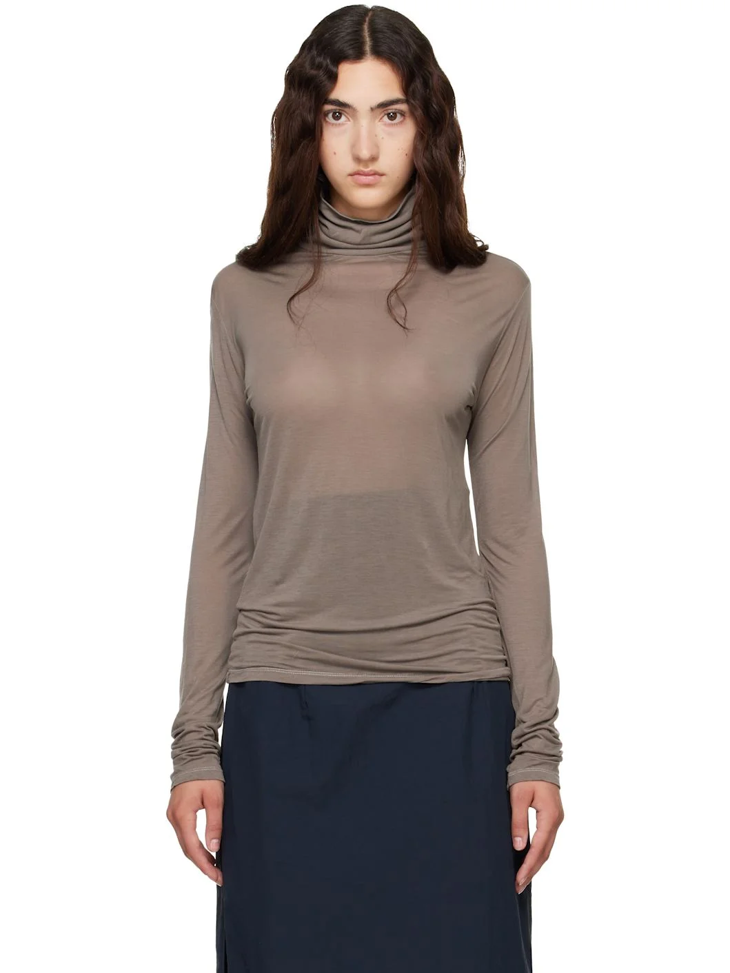 Gray Long Sleeve Turtleneck - 1