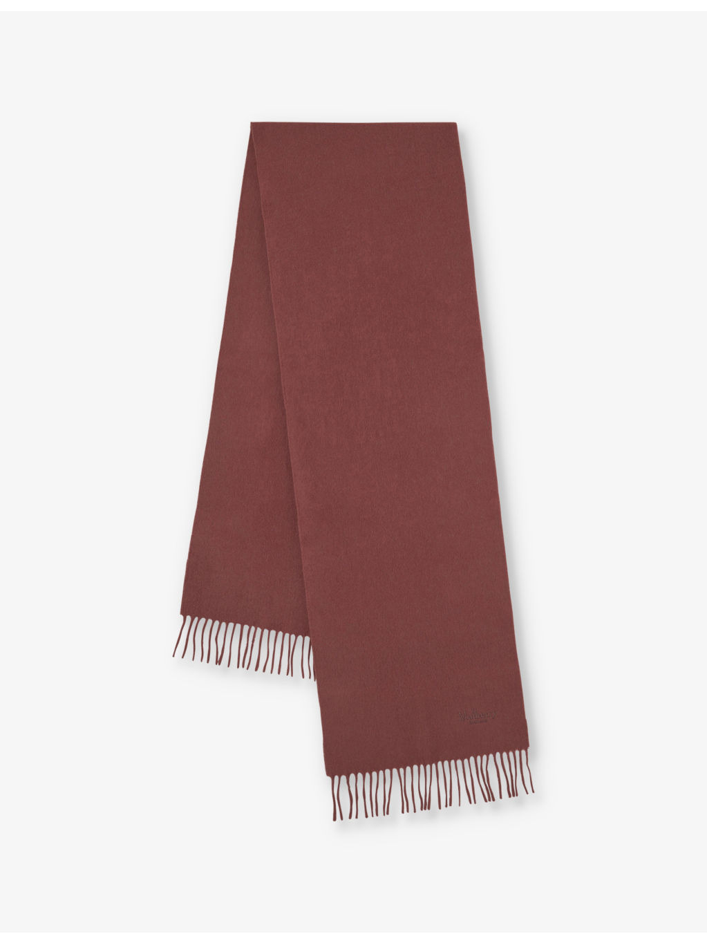 Brand-embroidered fringed-trim wool scarf - 1