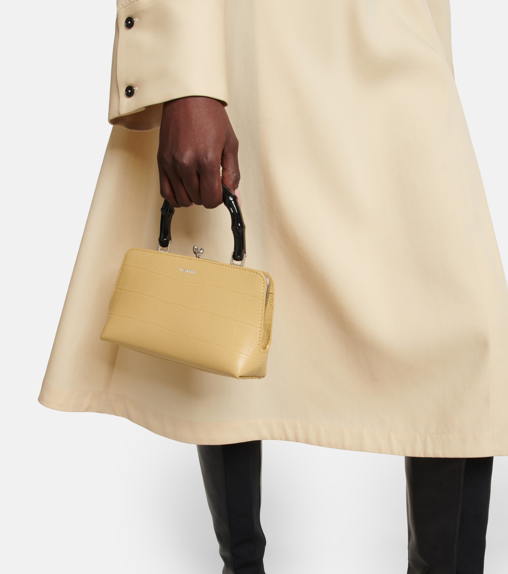 Jil Sander Mini croc-embossed leather crossbody bag