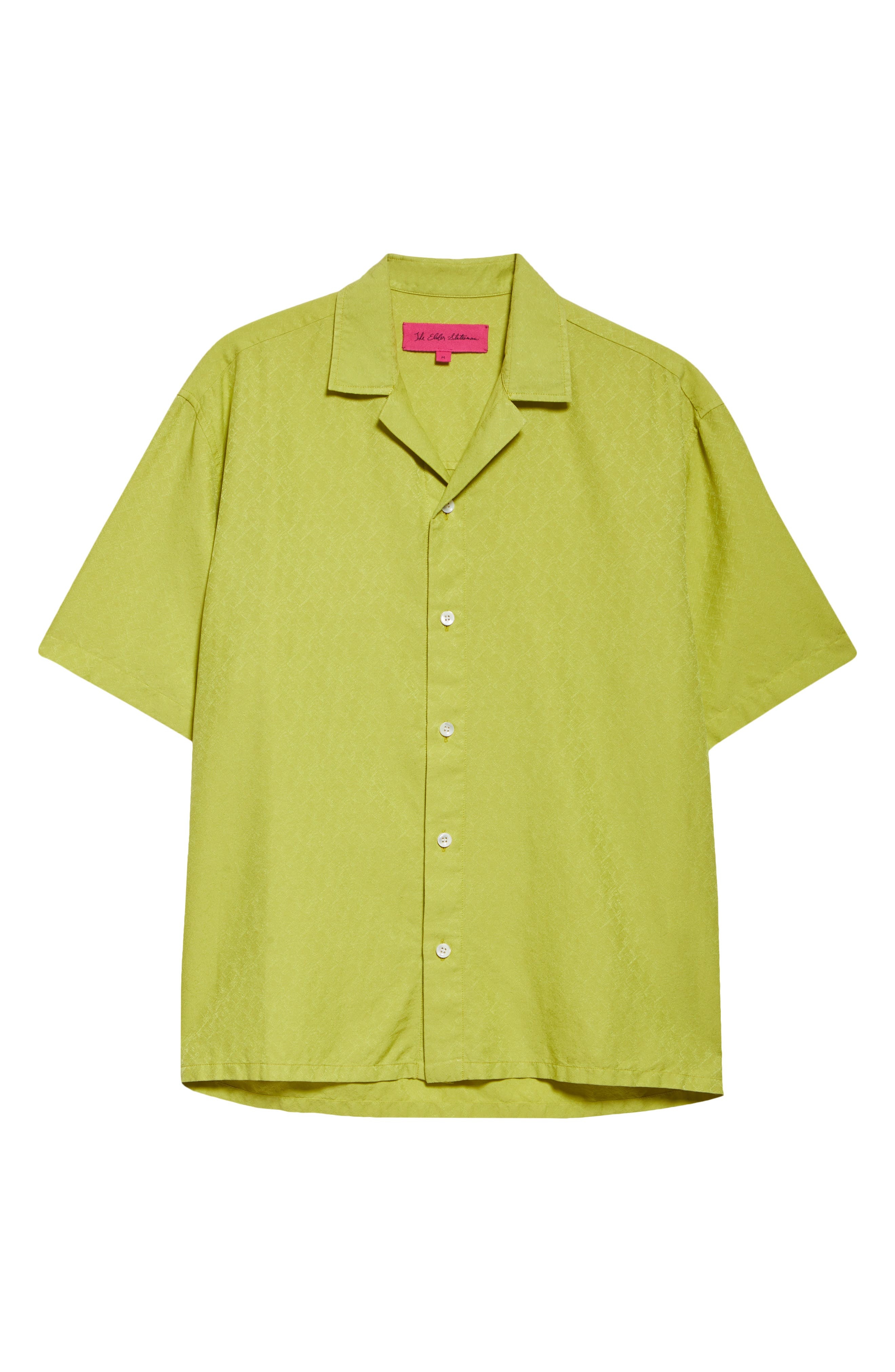 The Elder Statesman Silk & Cotton Jacquard Camp Shirt in Chartreuse at Nordstrom - 5