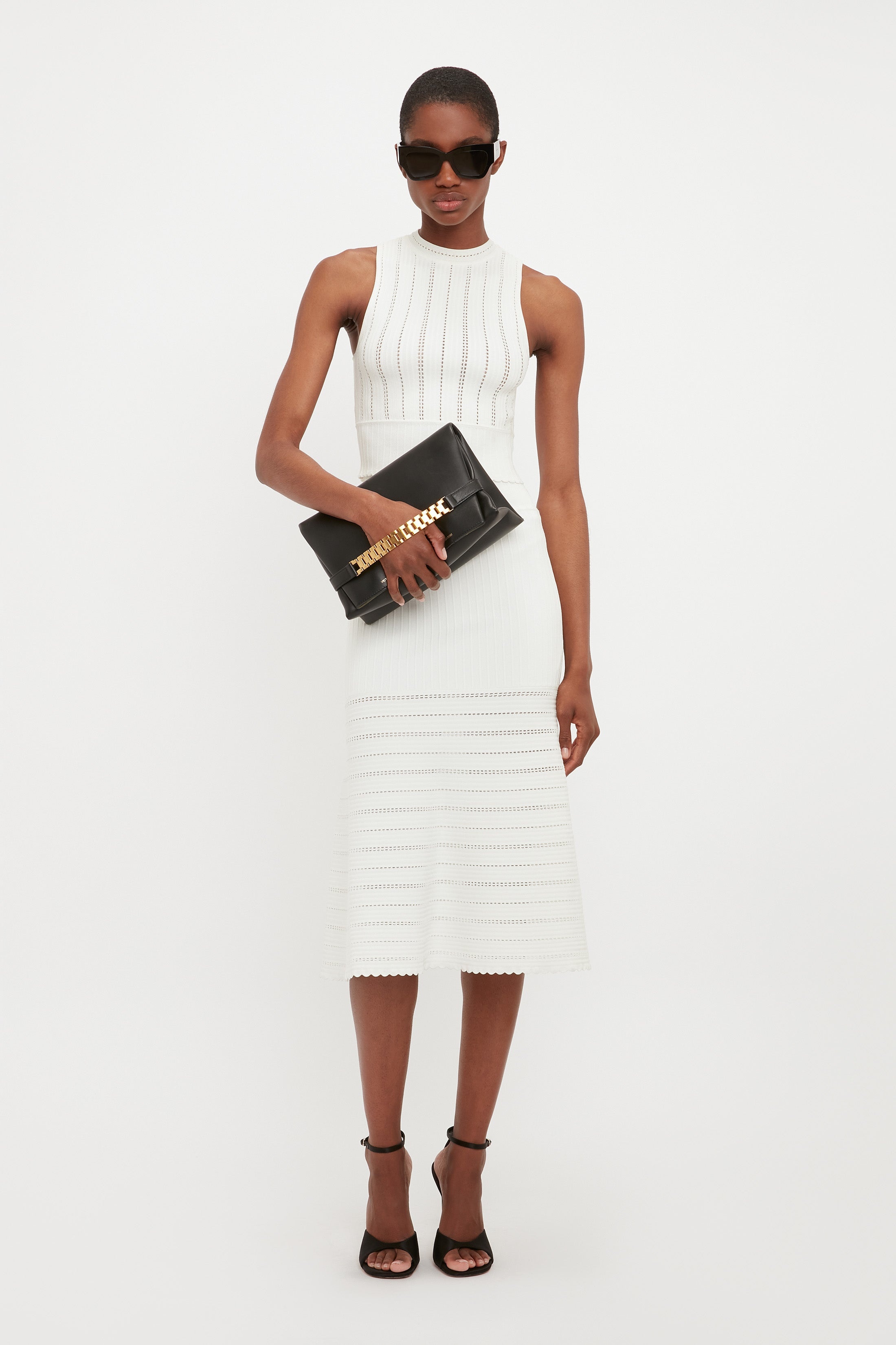 Flared Midi Skirt In White - 4