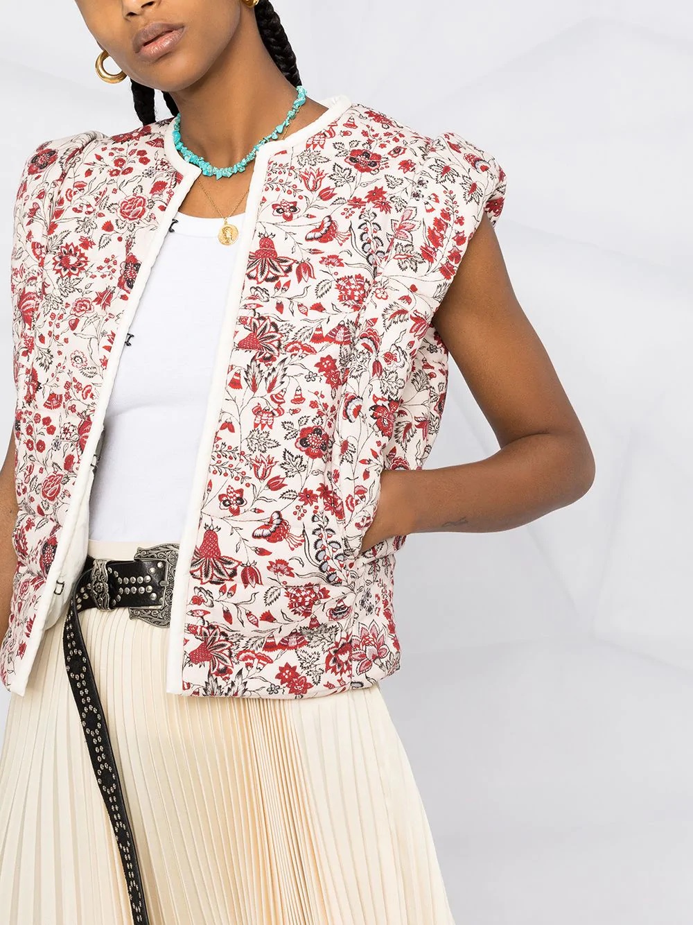 Adiena padded floral-print gilet - 5