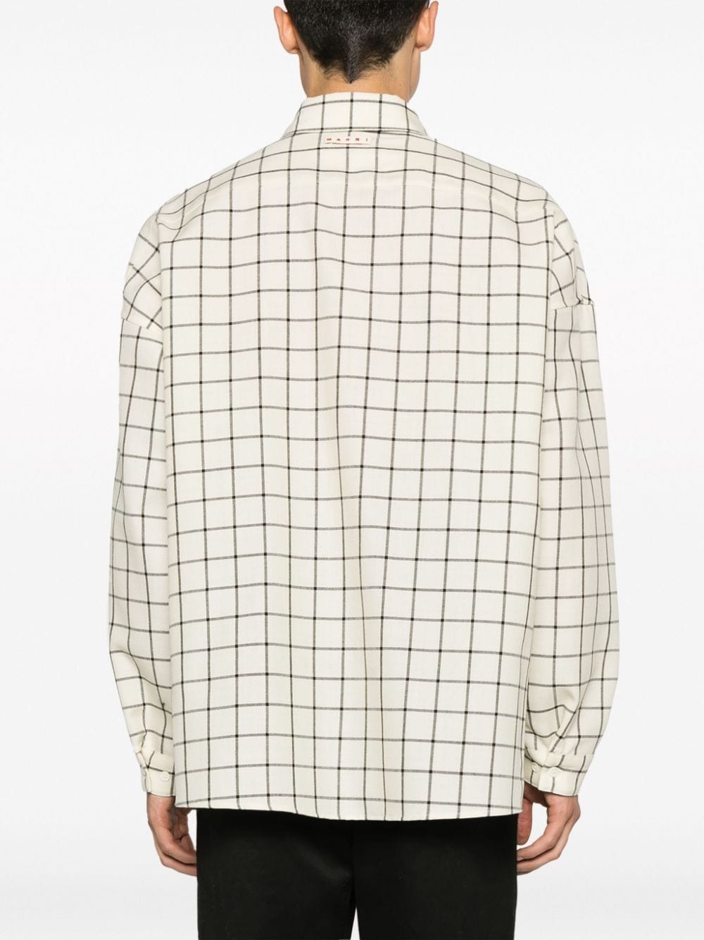 grid-pattern virgin wool shirt - 4