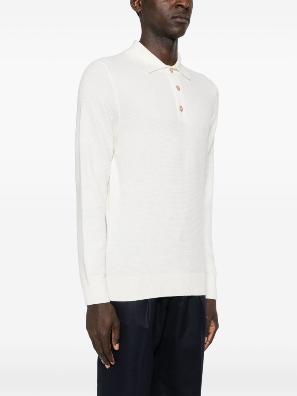 waffle-knit cashmere polo shirt - 3