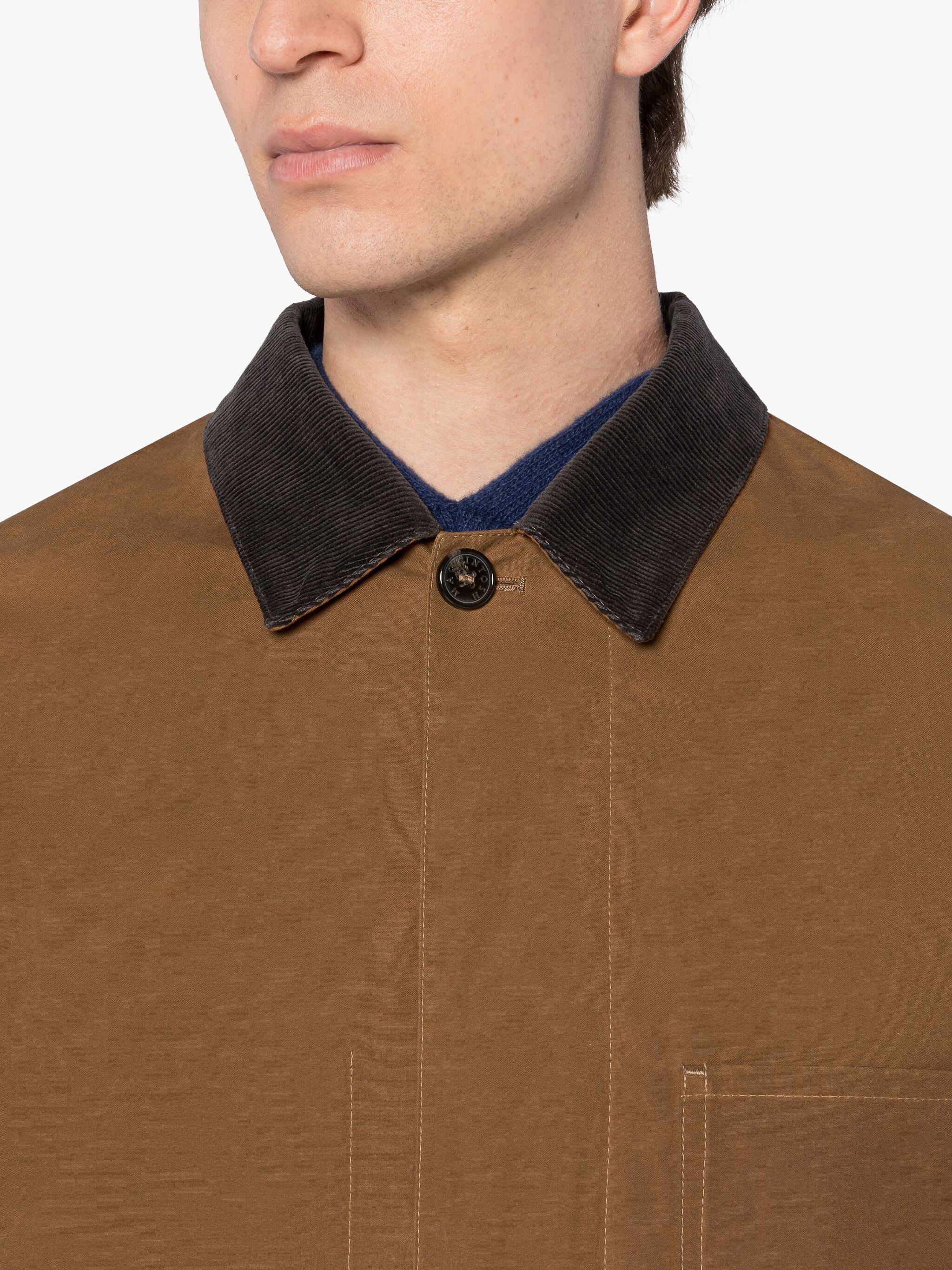 DRIZZLE BROWN WAXED COTTON CHORE JACKET - 5