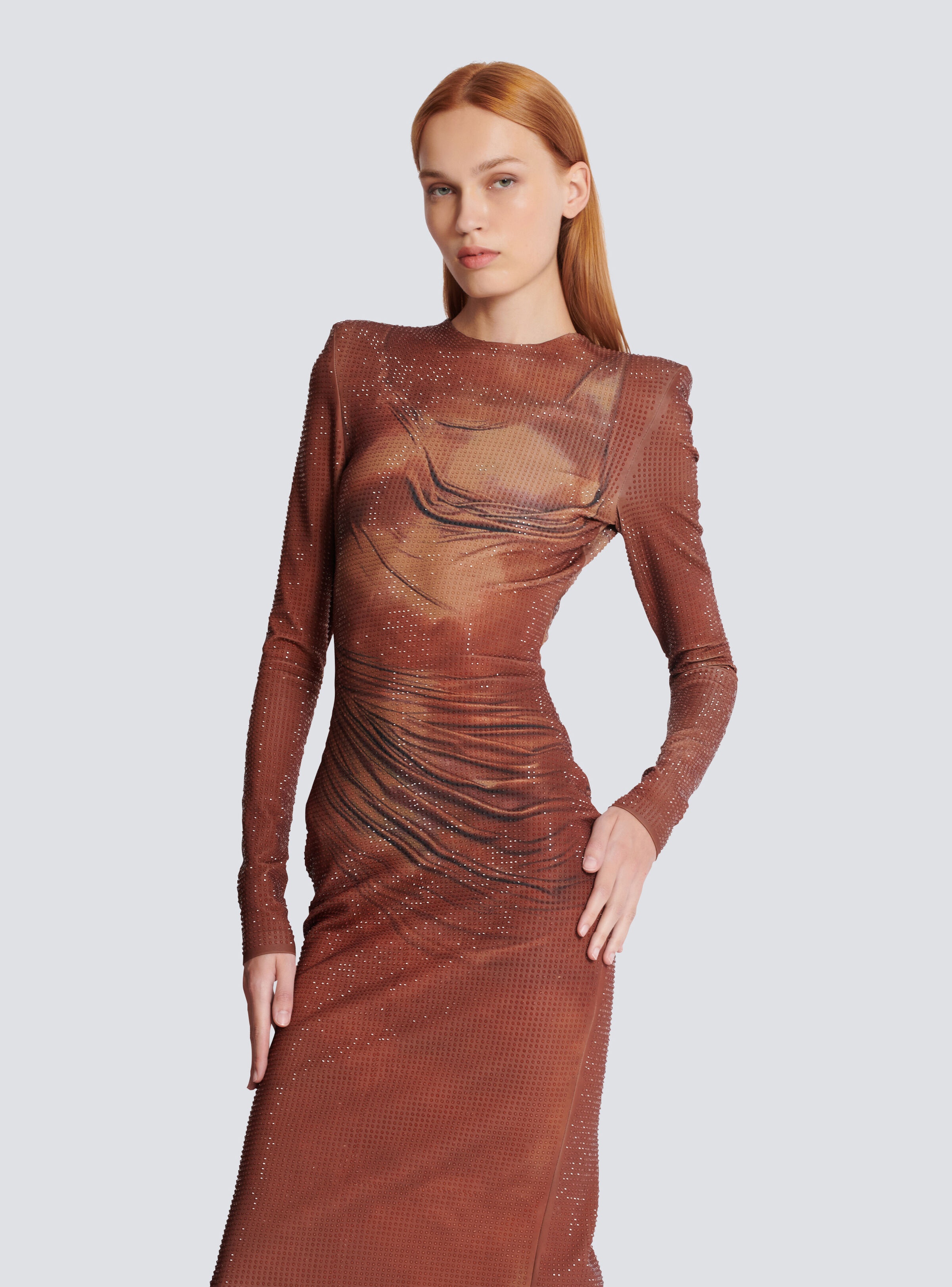 Printed long rhinestone dress - 6