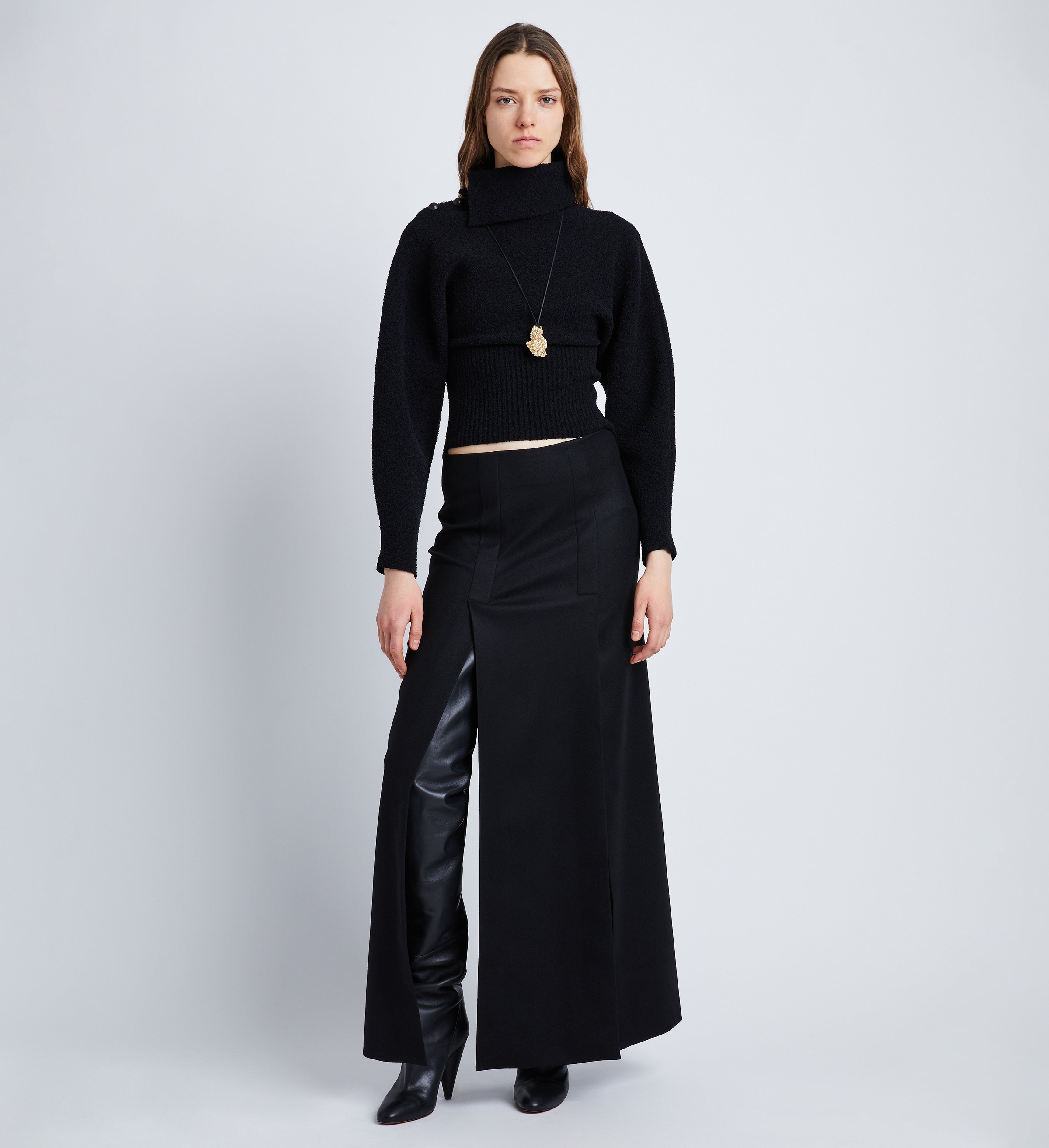 Wool Felt Slit Skirt - 2