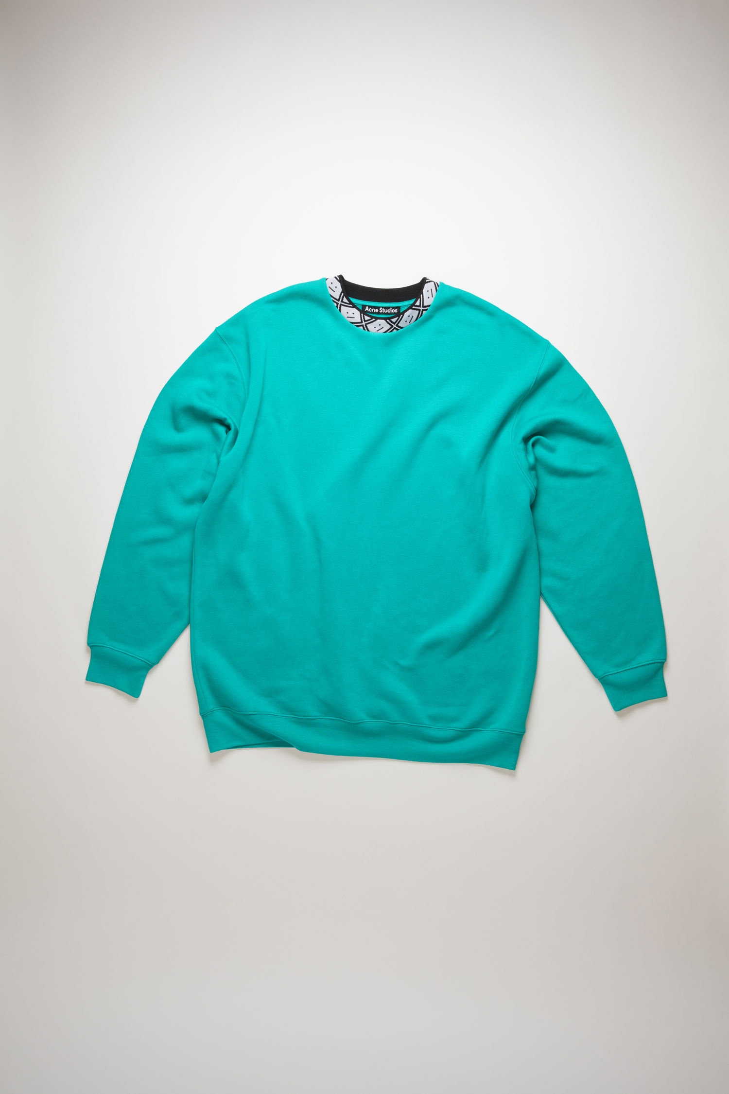 Face motif mock neck sweatshirt jade green - 1