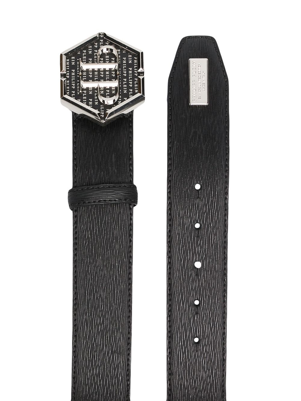 hexagon-buckle leather belt - 2