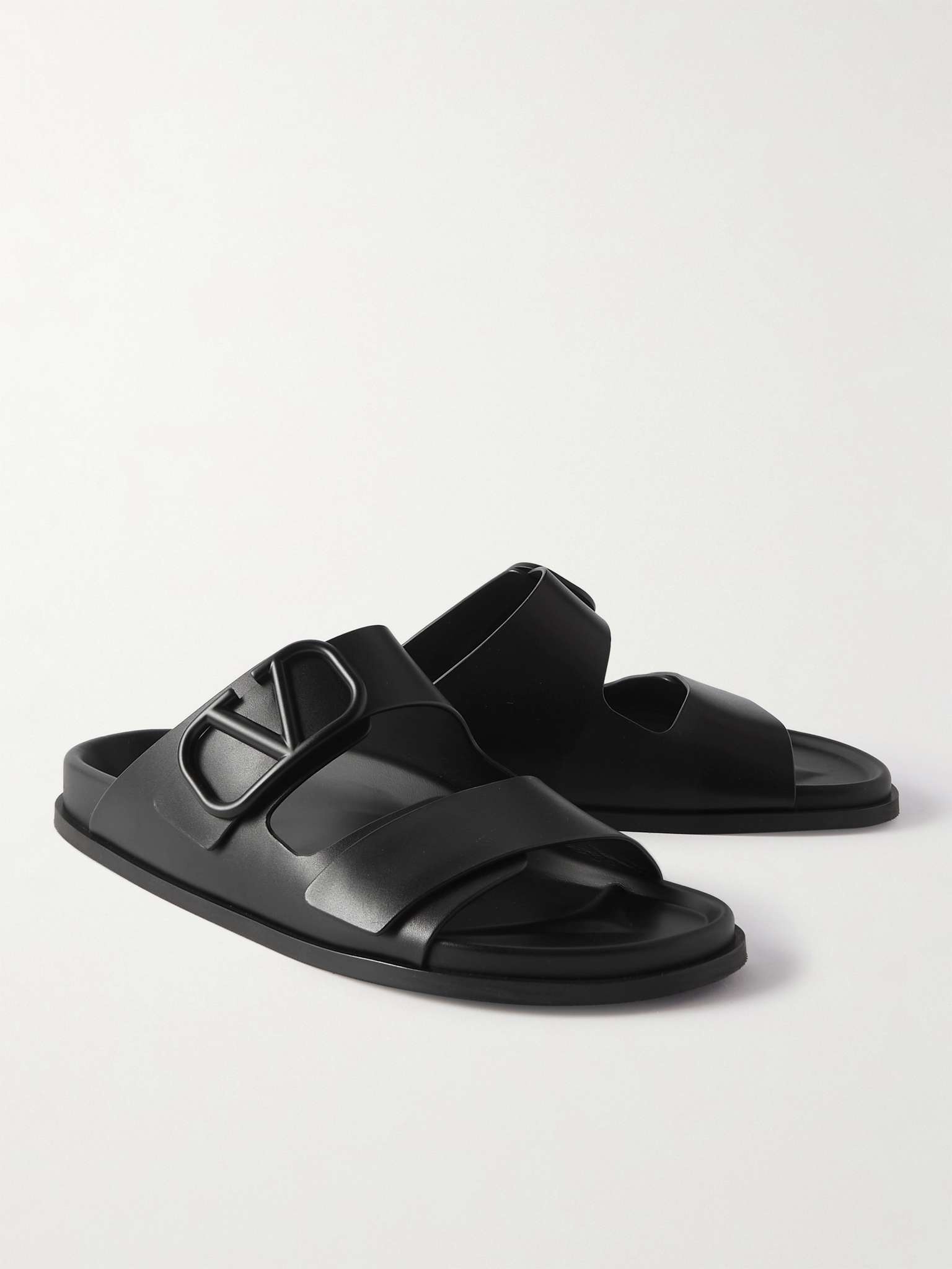 Smooth Leather Slides - 4
