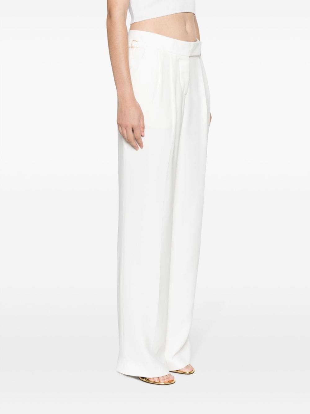 pleat-detail straight-leg trousers - 3