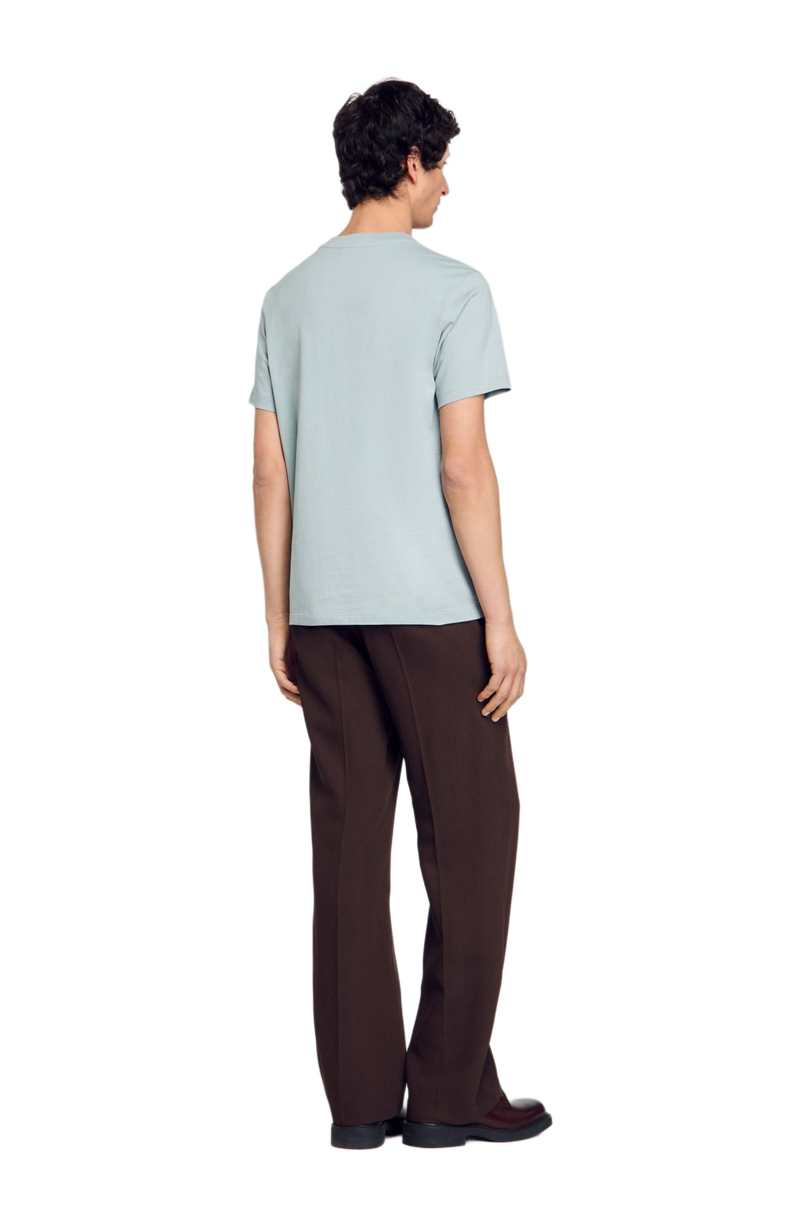 SANDRO T-shirt with flower detail in Chambray at Nordstrom - 2