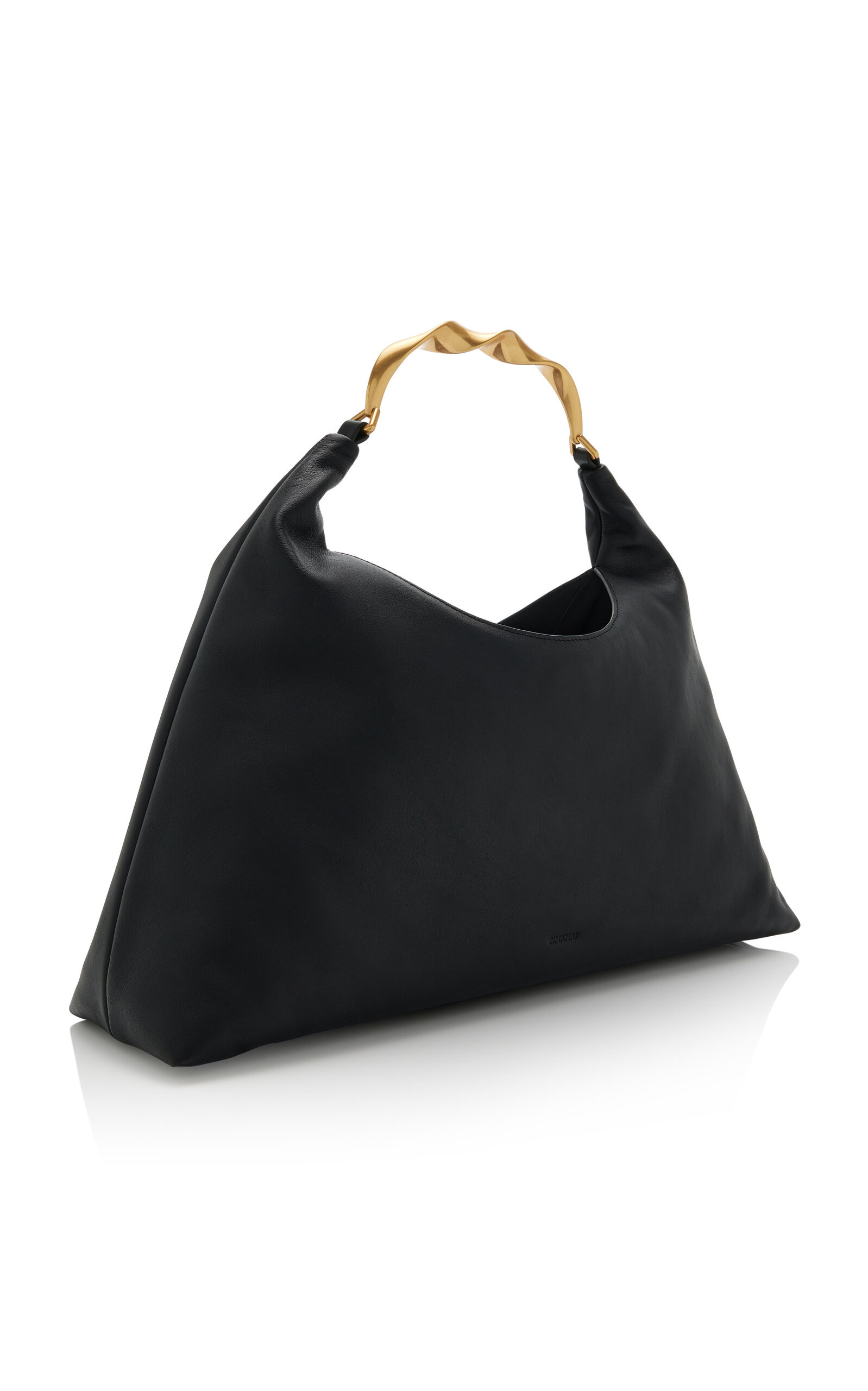 Twist Handle Leather Hobo Bag black - 3