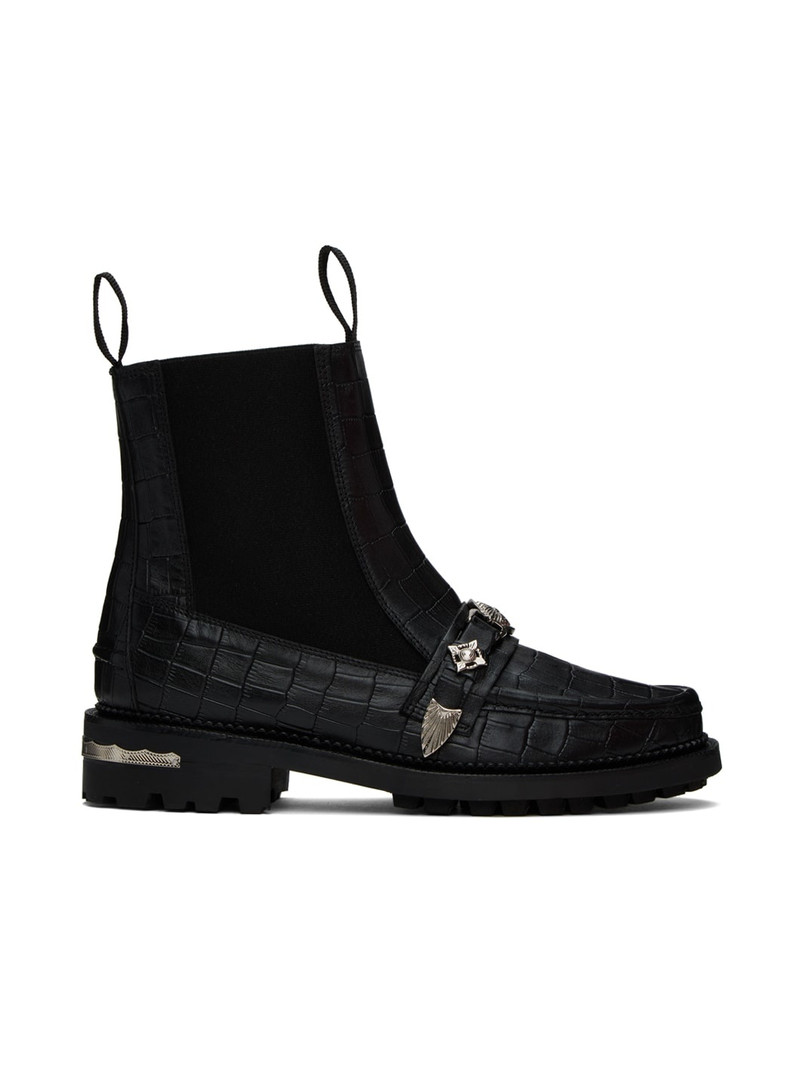 Black Croc Chelsea Boots 1