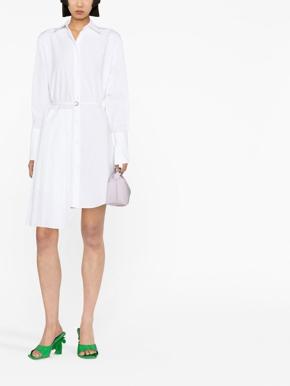 asymmetric pleated shirt dress - 2