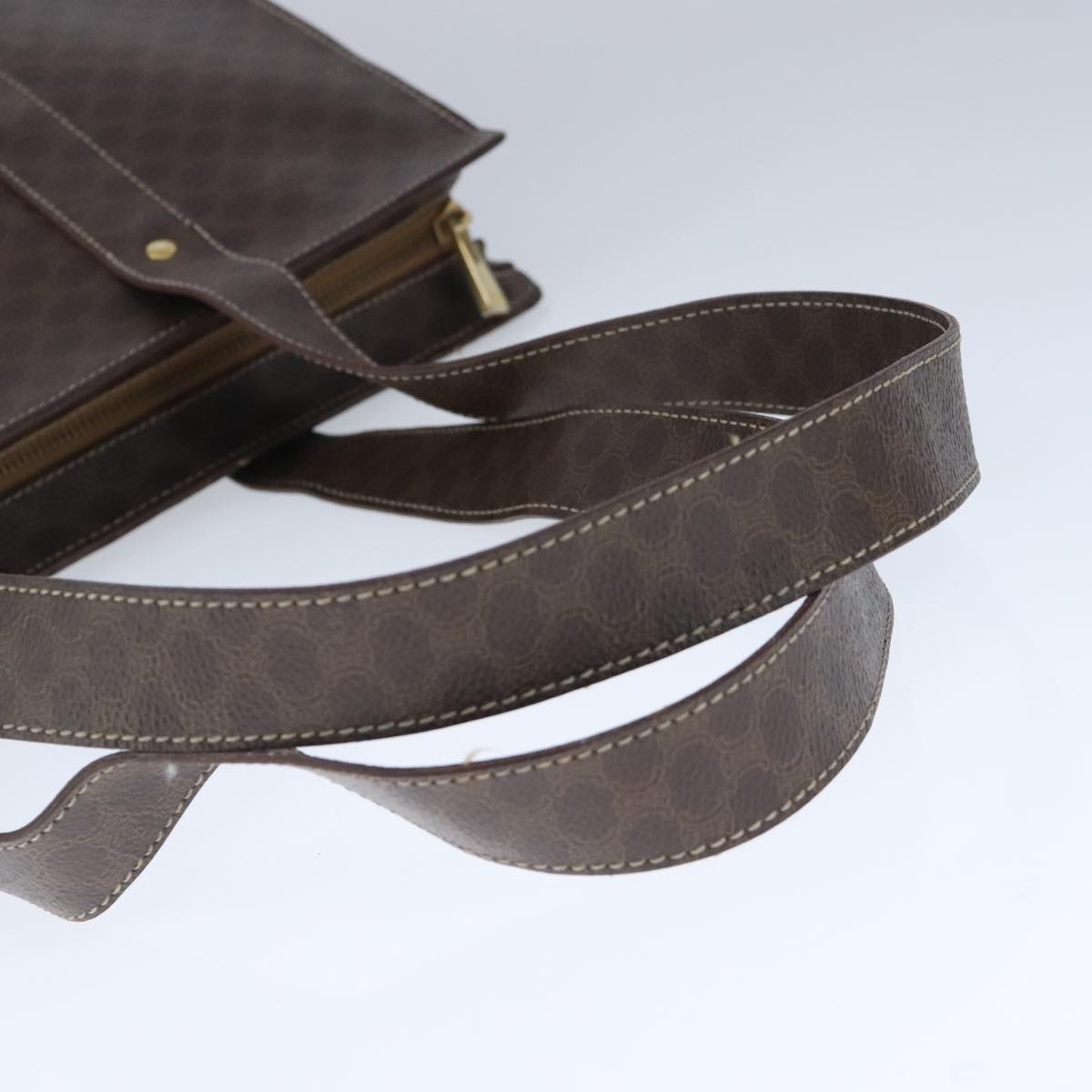 CELINE Macadam Canvas Shoulder Bag Pvc Leather Brown - 7