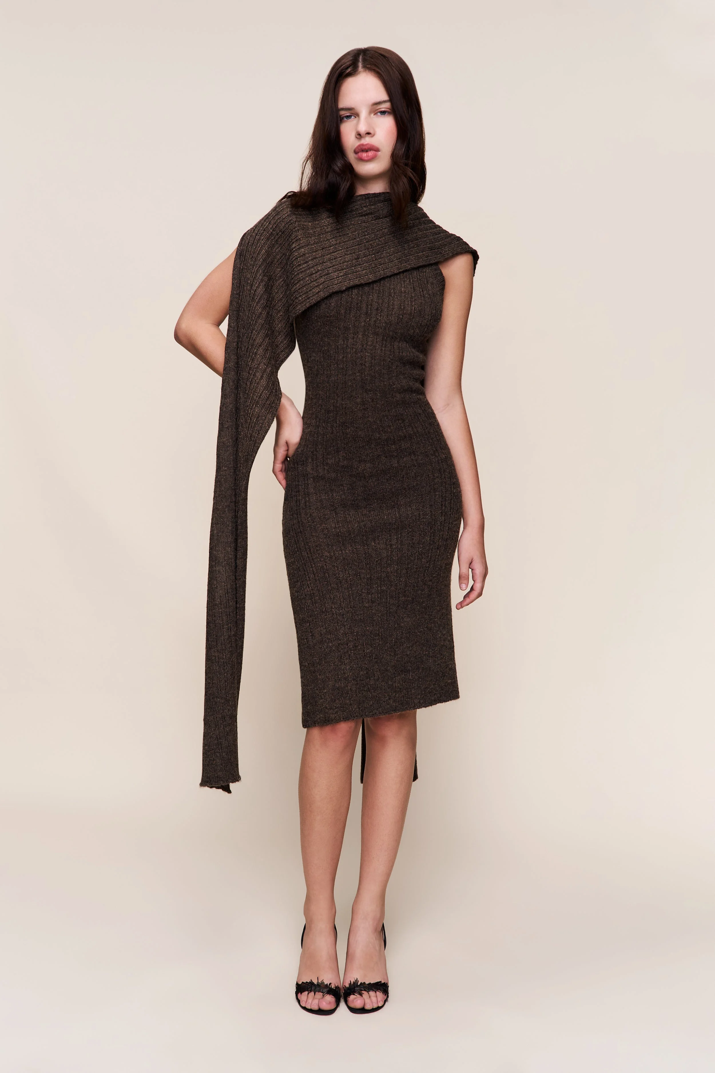 HOODED KNIT DRESS - 1
