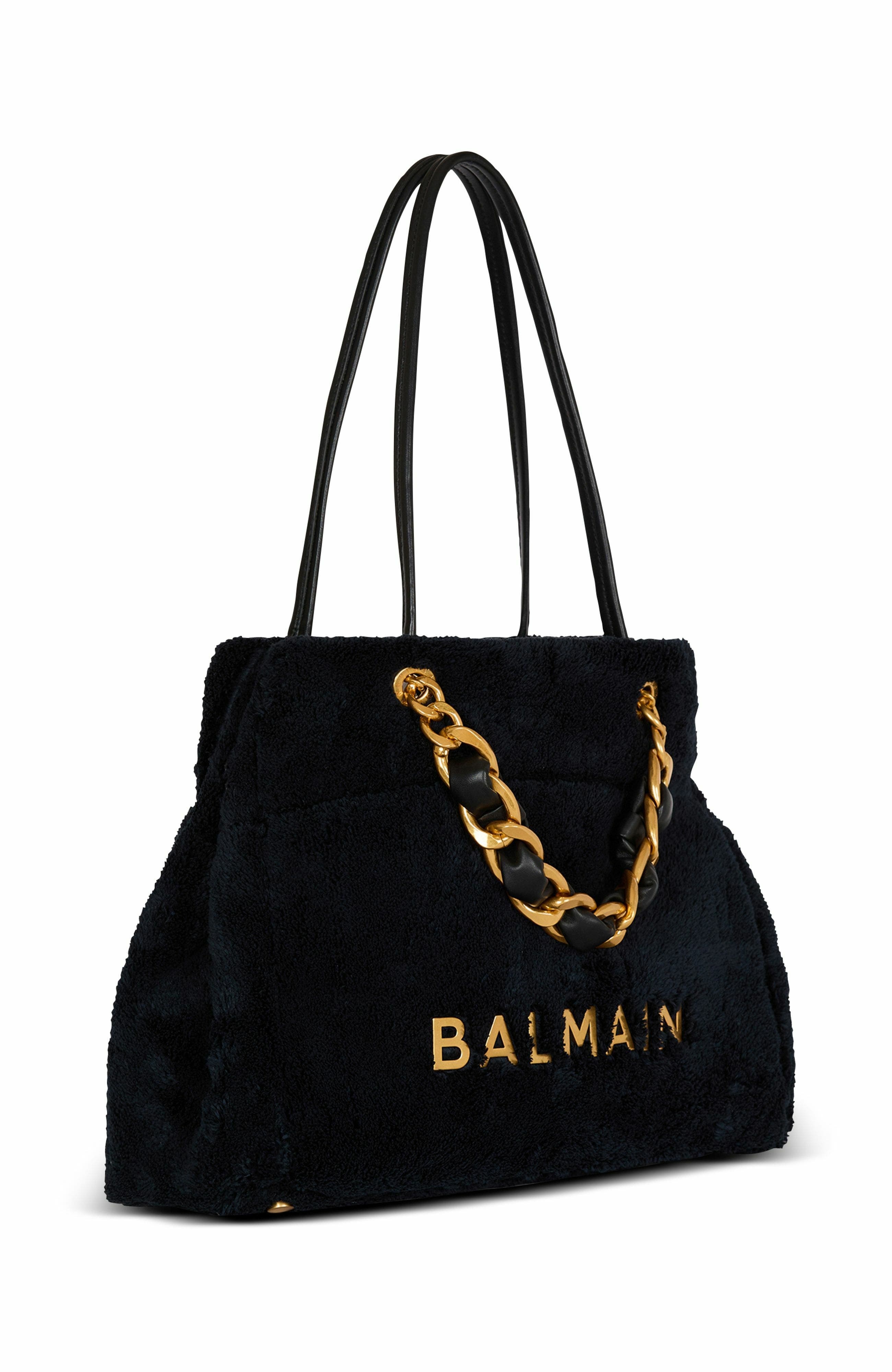 Balmain 1945 Soft terry tote bag in Black at Nordstrom - 4