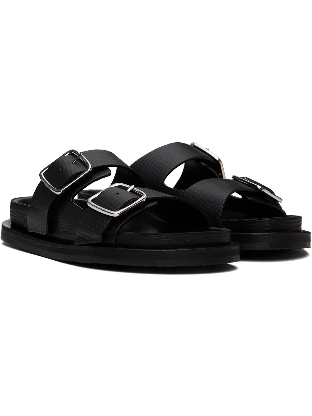 Black Denver Leather Sandals - 4