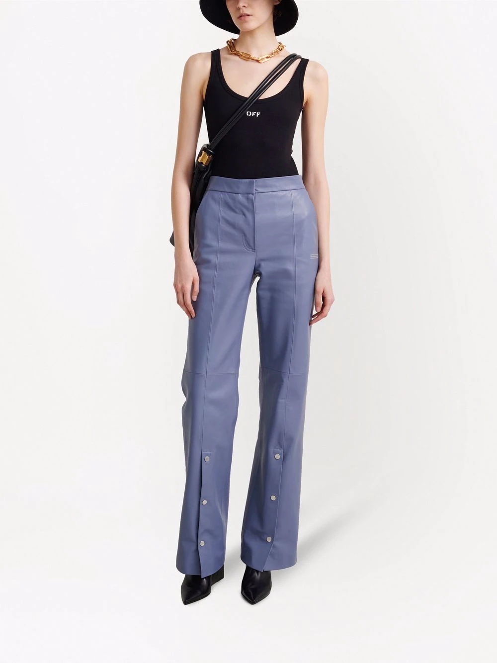 snap split flared trousers - 2
