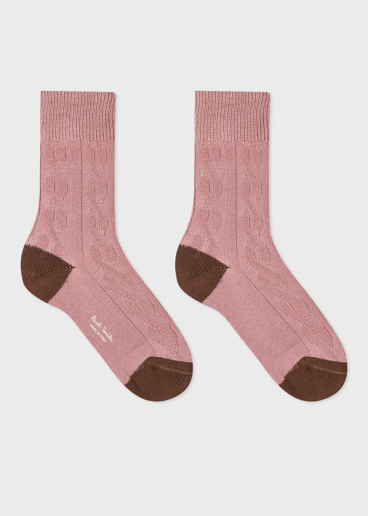 Pink Cable Knit Cashmere Blend Socks - 2