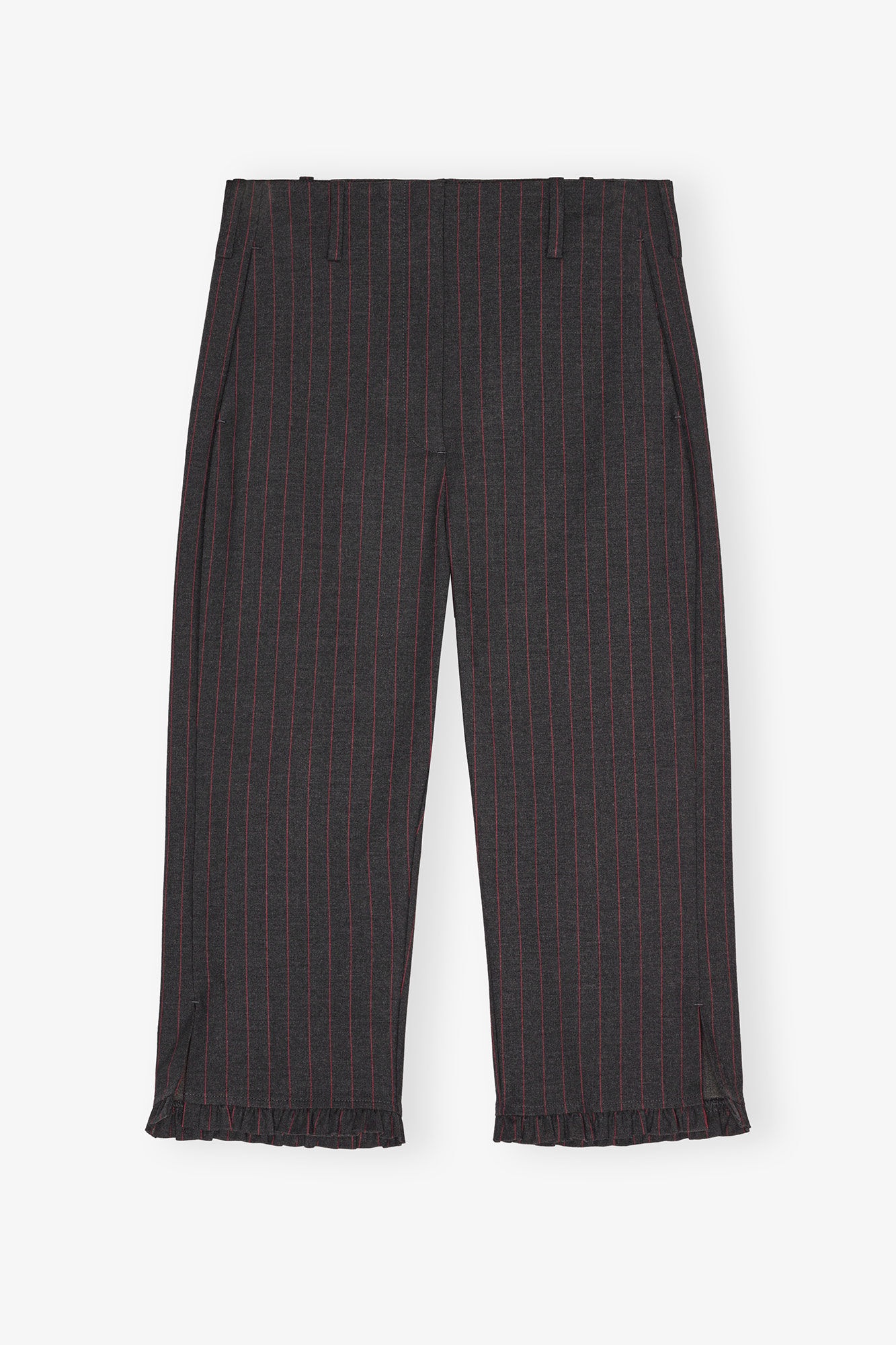 BLACK PINSTRIPE CAPRI PANTS - 1