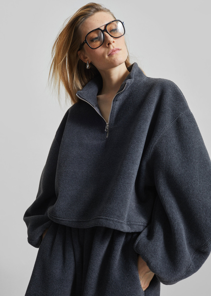 Treveray Fleece Half-Zip Sweatshirt - Dark Grey 5