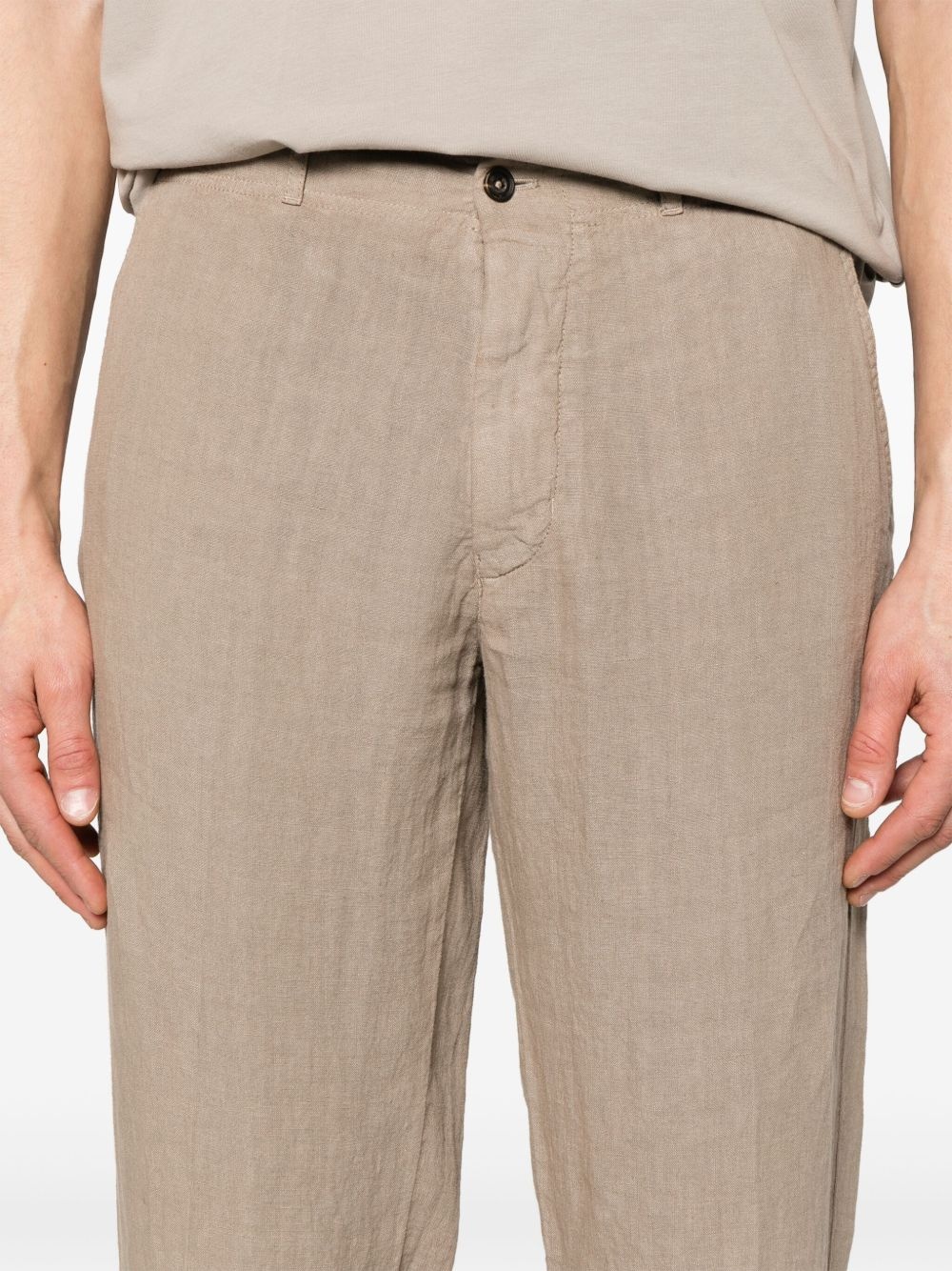 linen tapered-leg trousers - 5