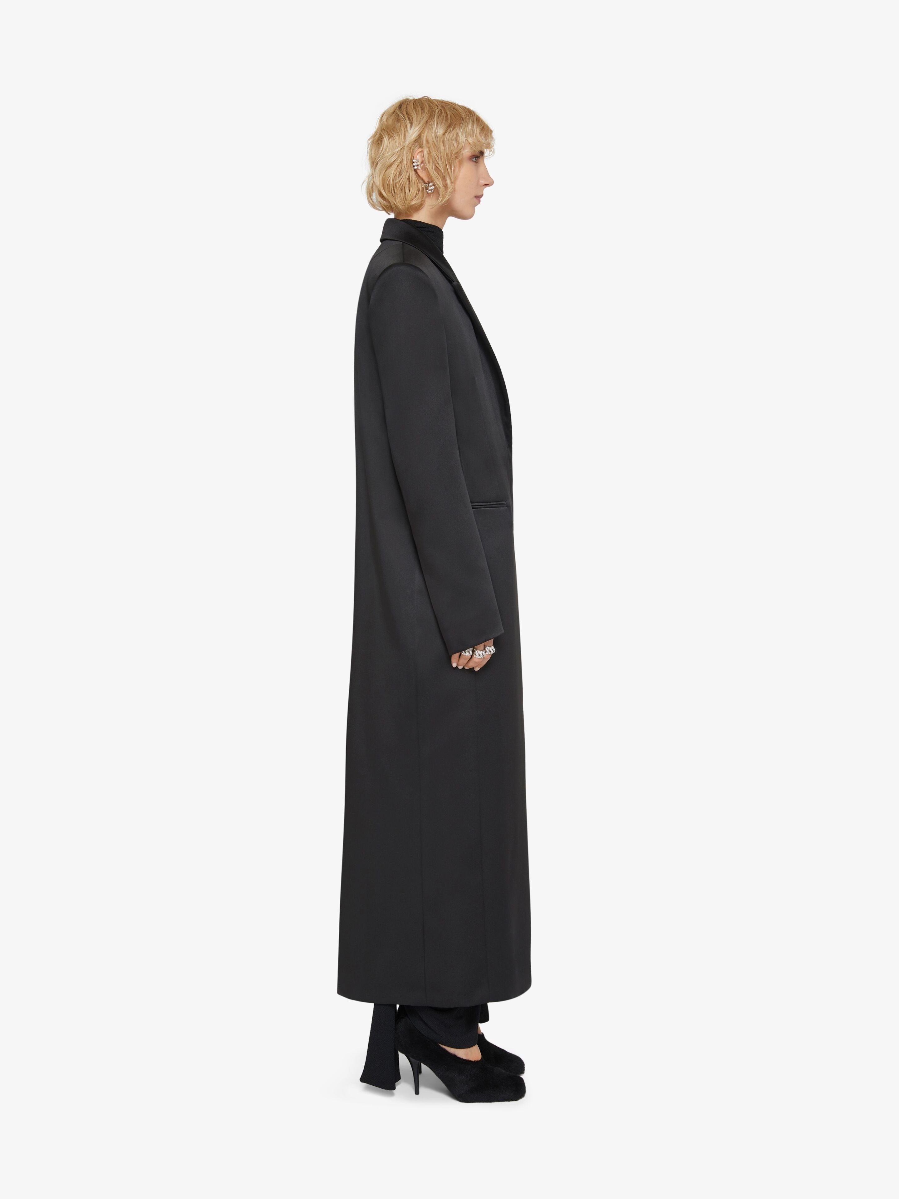 COAT IN SATIN WITH BELT - 3