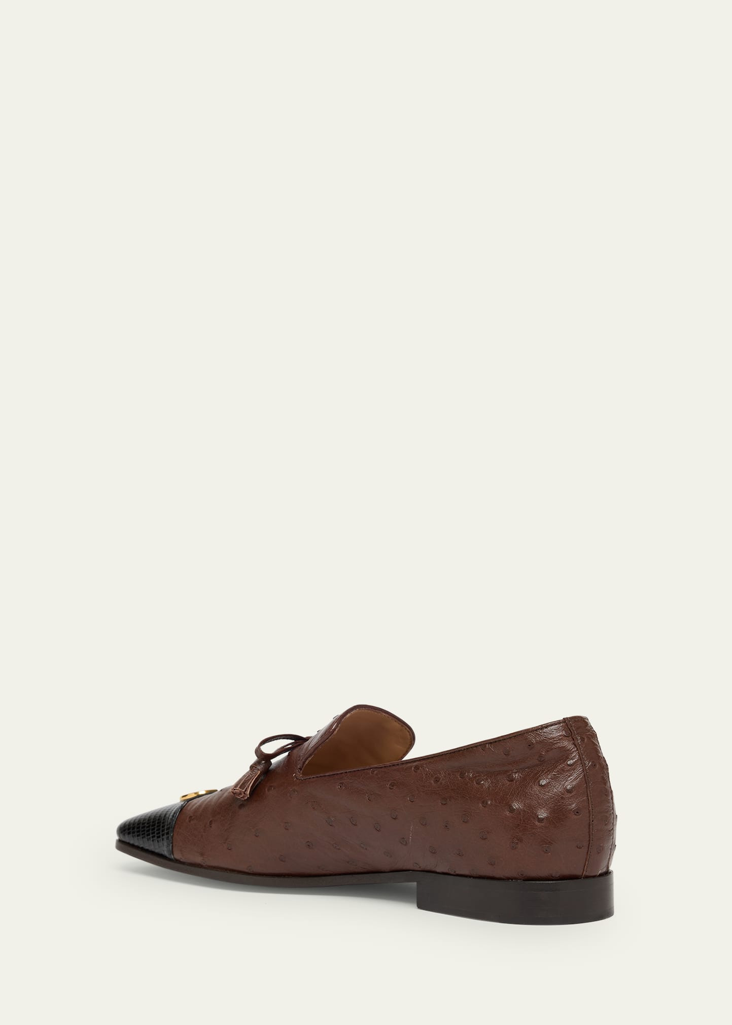 Men's Babouchoes Ostrich and Lizard Cap-Toe Loafers - 4