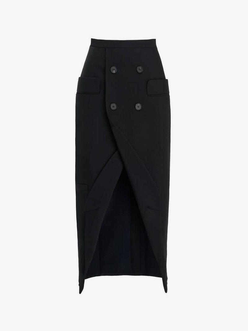 Women's Upside-down Slashed Skirt in Black - 1