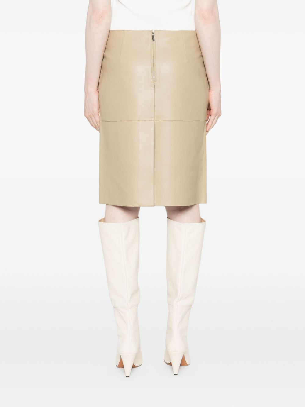 paneled leather skirt - 4