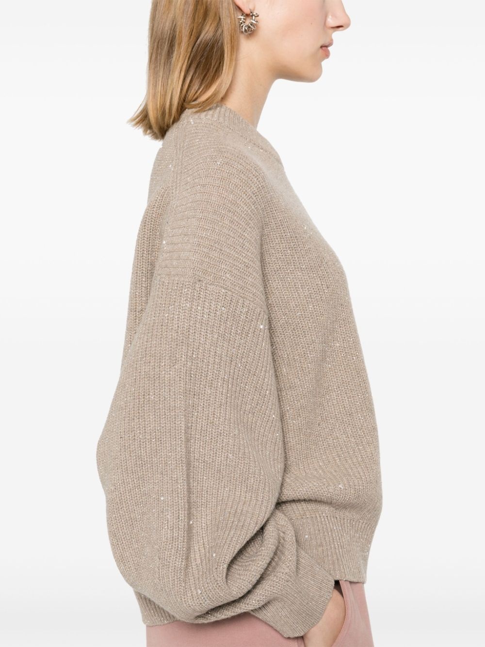 sequin ribbed-knit jumper - 5