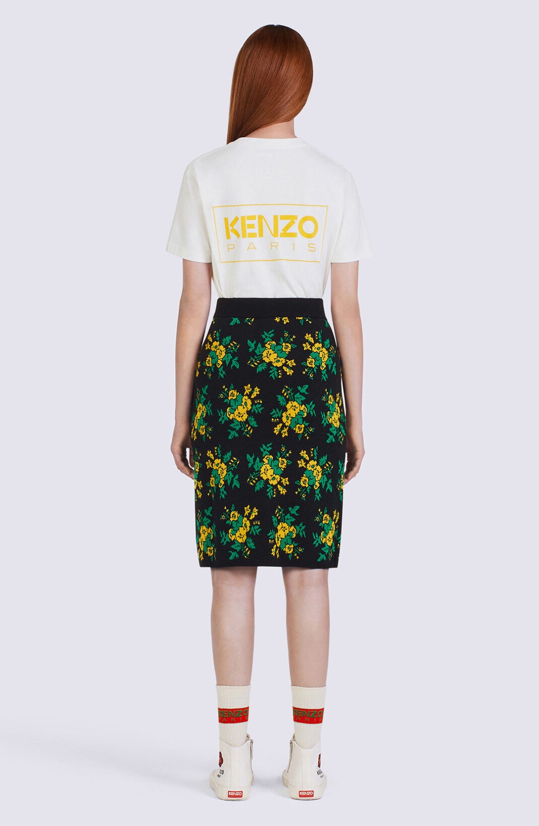 'Pop Bouquet' wool midi skirt - 3