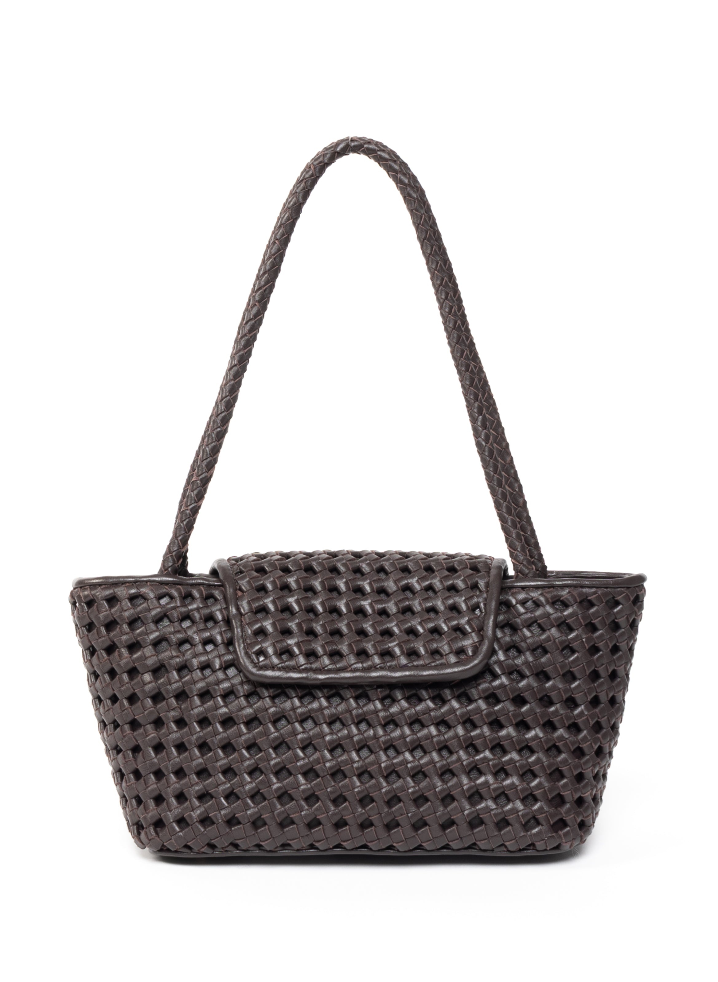 Courrier Tote Woven Leather Dark Brown - 1