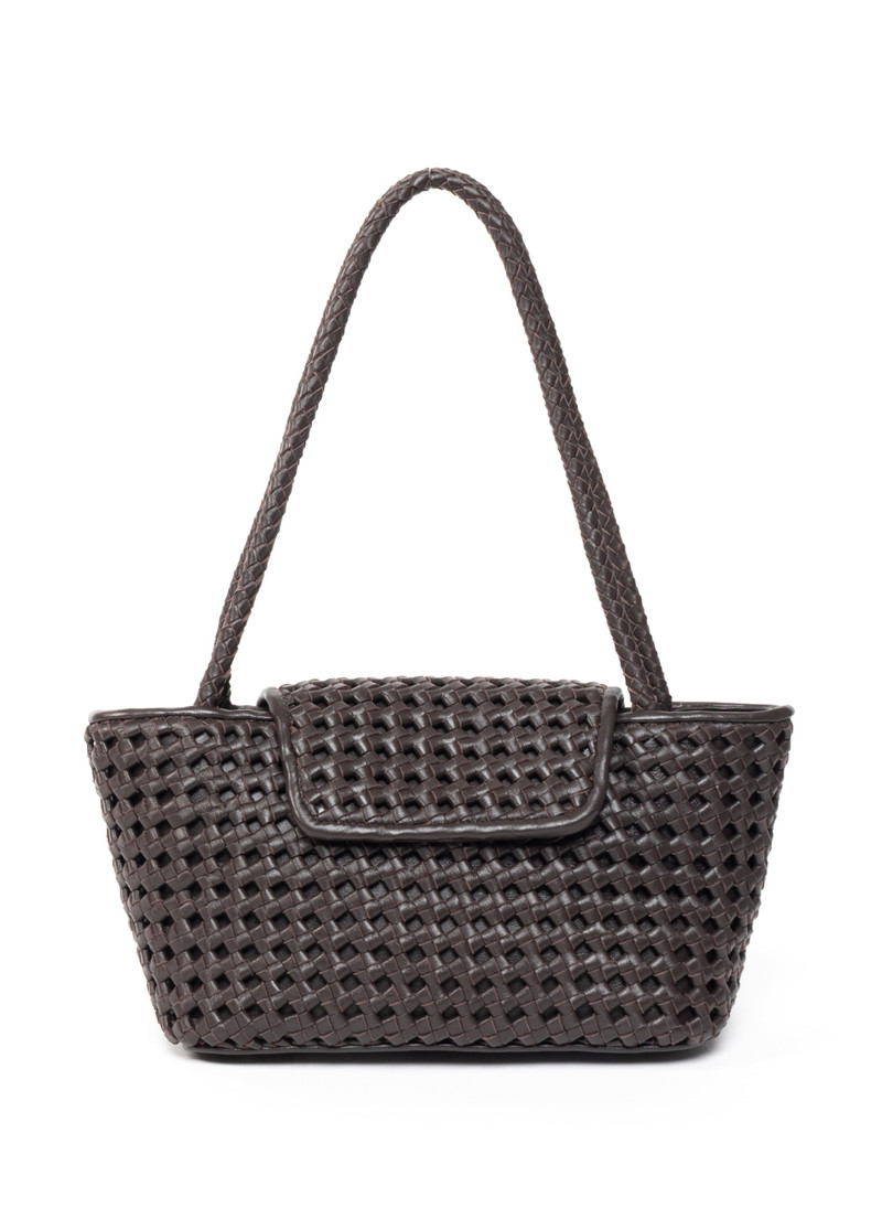 Courrier Tote Woven Leather Dark Brown 1