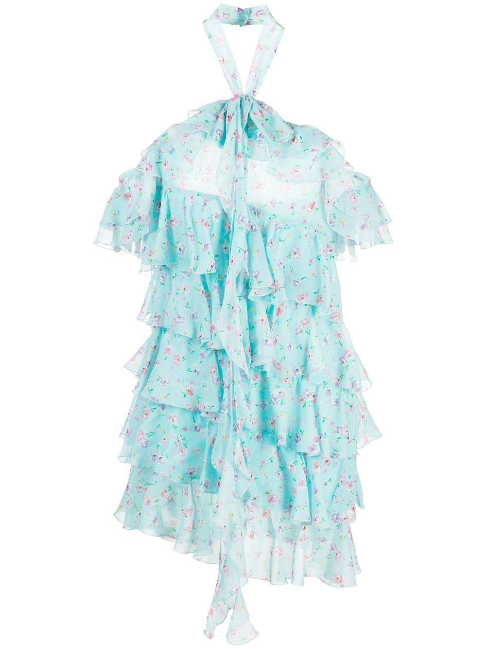 floral-print ruffled dress - 1