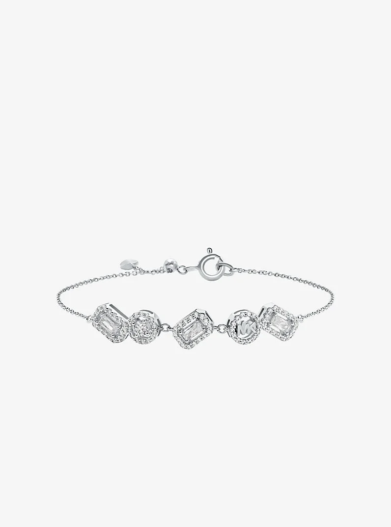 Precious Metal-Plated Sterling Silver Pavé Bracelet - 1